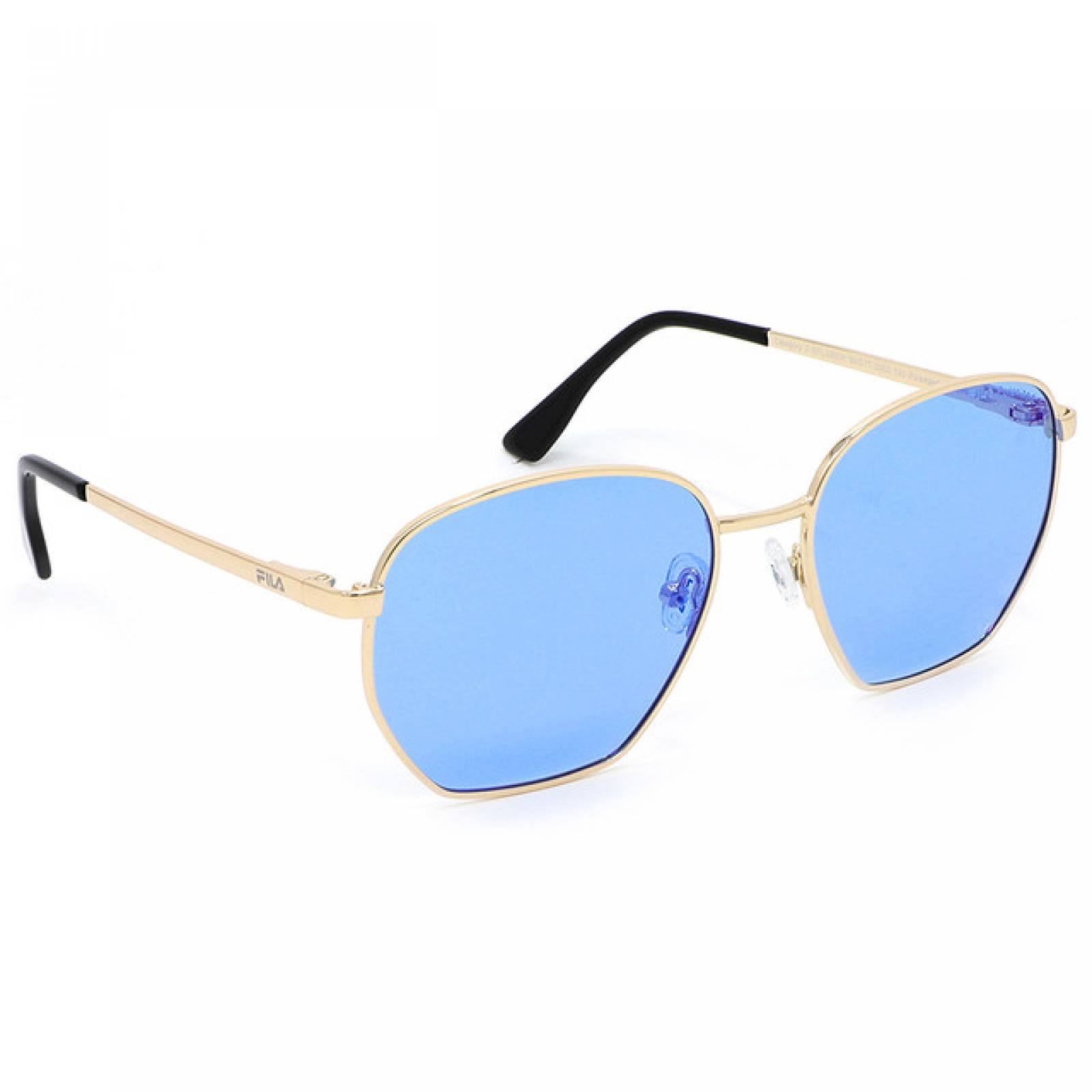 Lentes Sol Fila Hombre Armazon Piloto Metal Dorado Azul