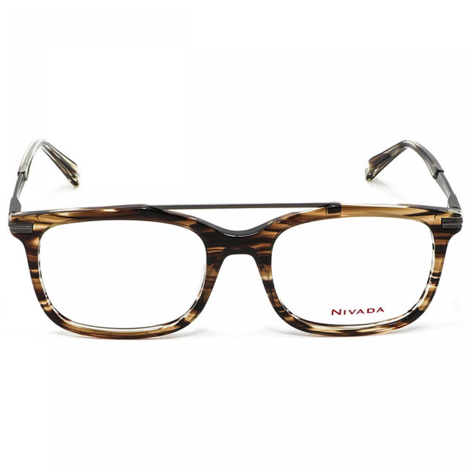 Lentes Oftalmicos Nivada Hombre Armazon Cuadrado Cafe Rayas