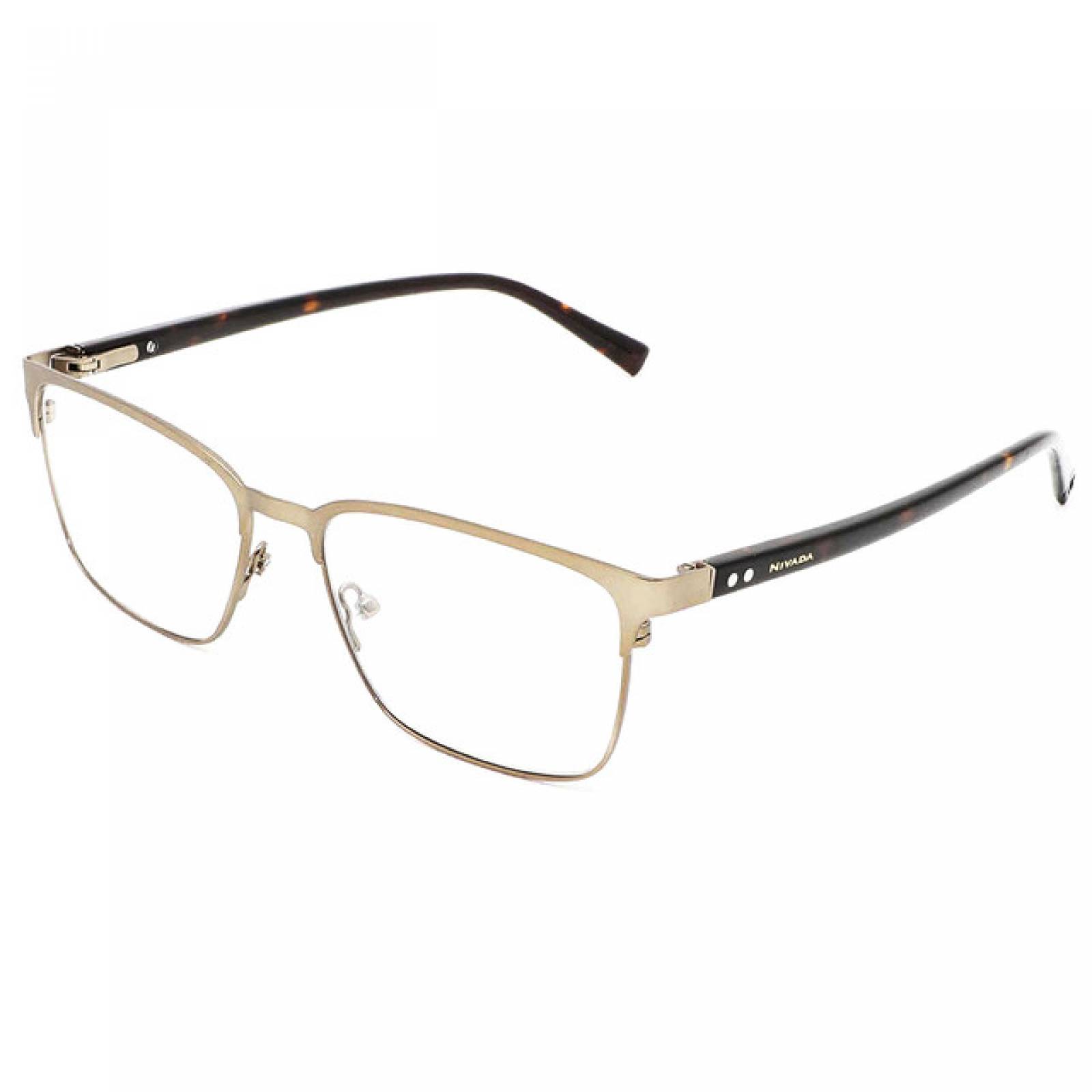 Lentes Oftalmico Nivada Hombre Armazon Metal Cuadrado Dorado