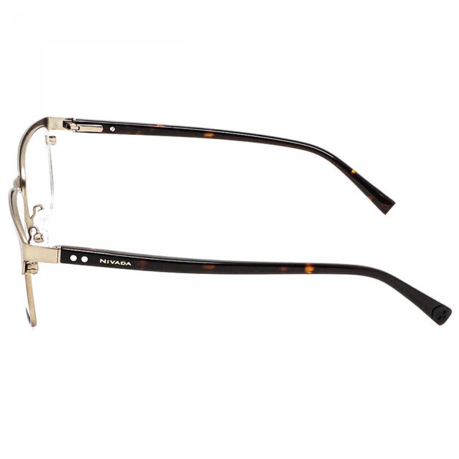 Lentes Oftalmico Nivada Hombre Armazon Metal Cuadrado Dorado