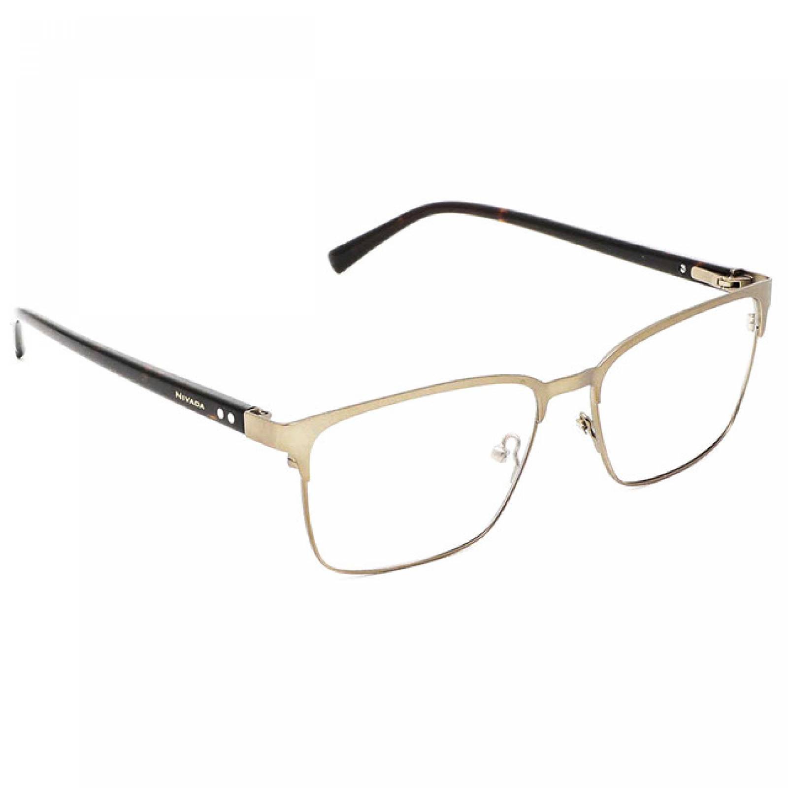 Lentes Oftalmico Nivada Hombre Armazon Metal Cuadrado Dorado