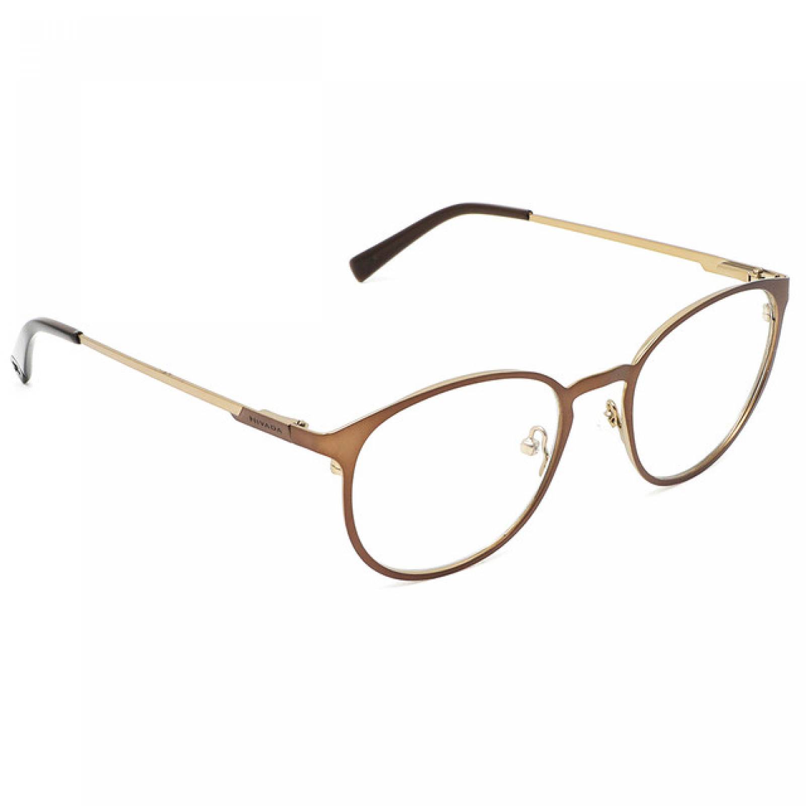 Lentes Oftalmicos Nivada Hombre Armazon Redondo Metal Cafe
