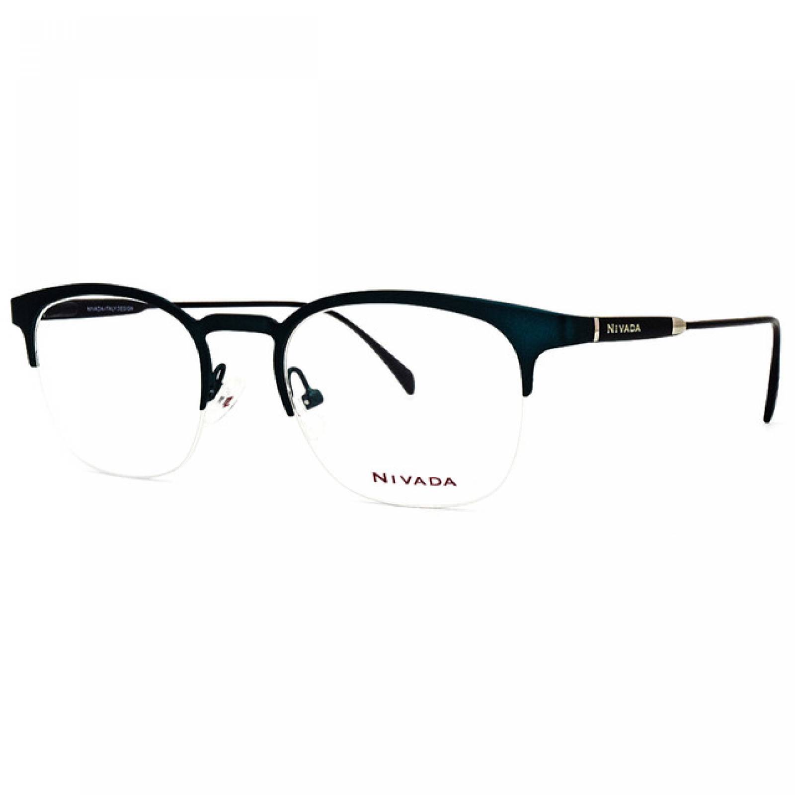 Lentes Oftalmicos Nivada Hombre Armazon Ovalado Metal Verde