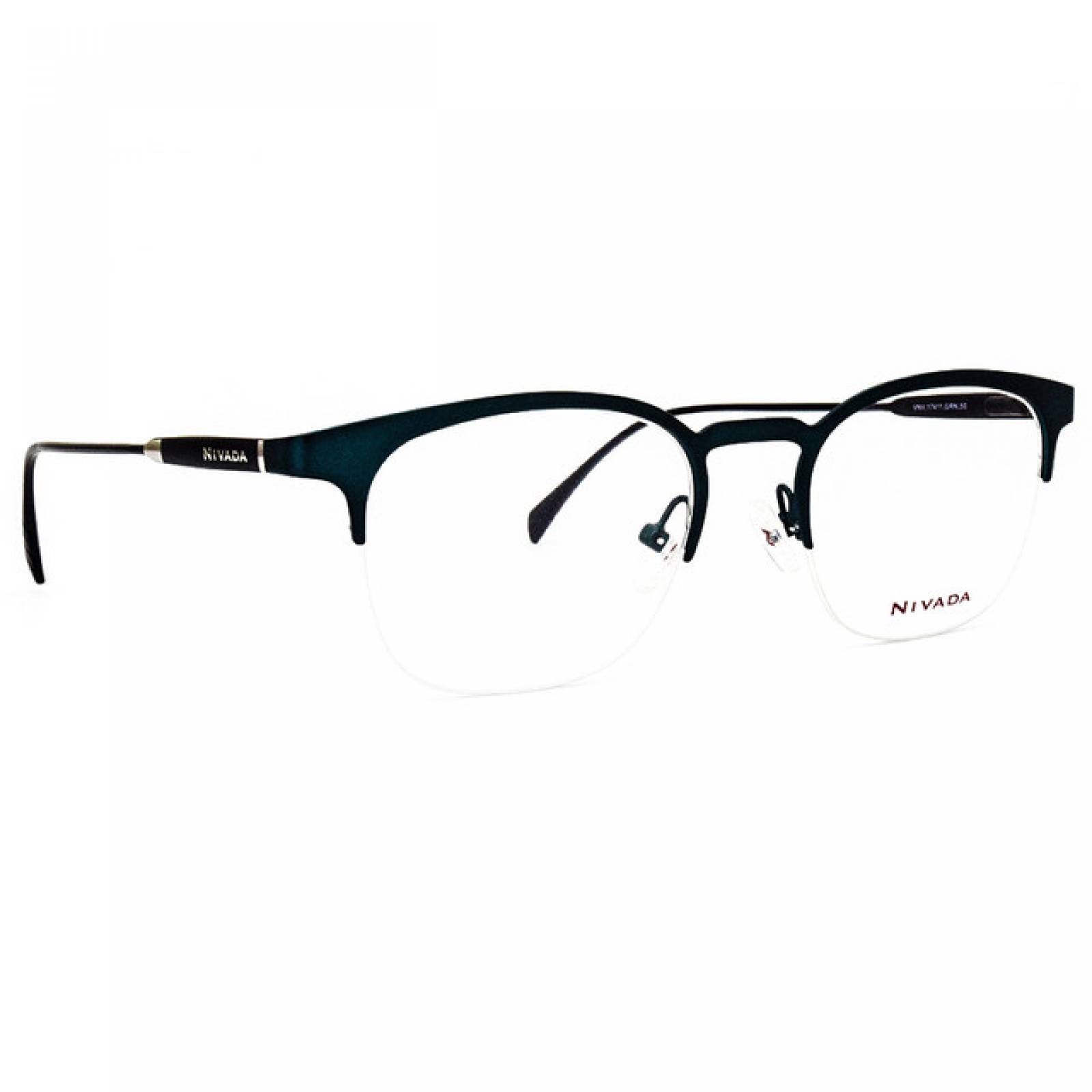 Lentes Oftalmicos Nivada Hombre Armazon Ovalado Metal Verde