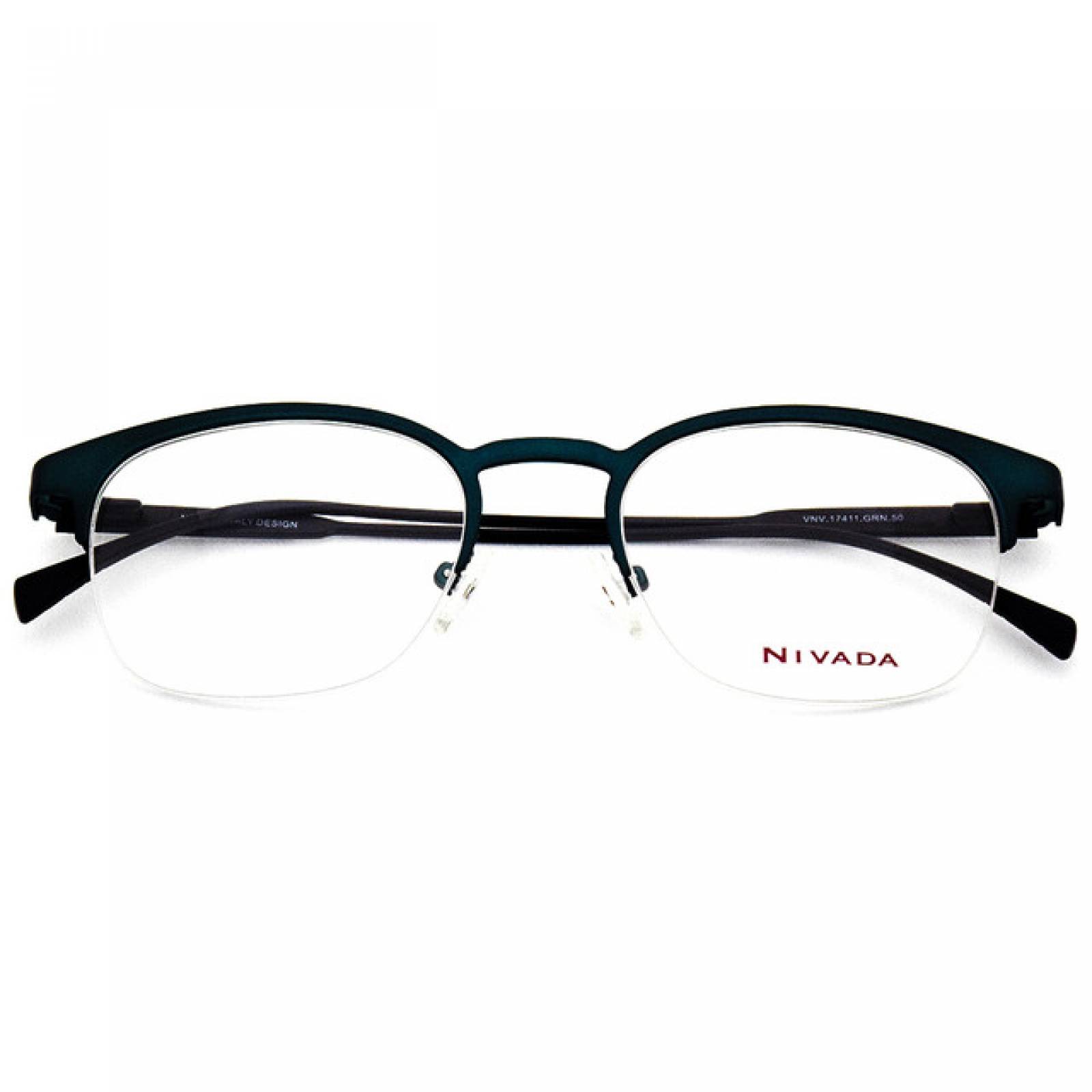 Lentes Oftalmicos Nivada Hombre Armazon Ovalado Metal Verde