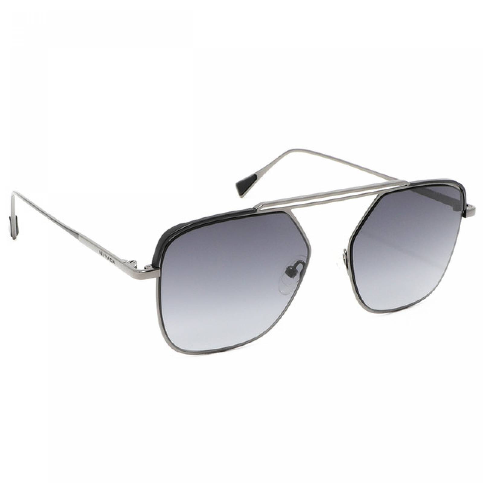 Lentes Sol Nivada Hombre Armazon Piloto Metal Plateado Negro
