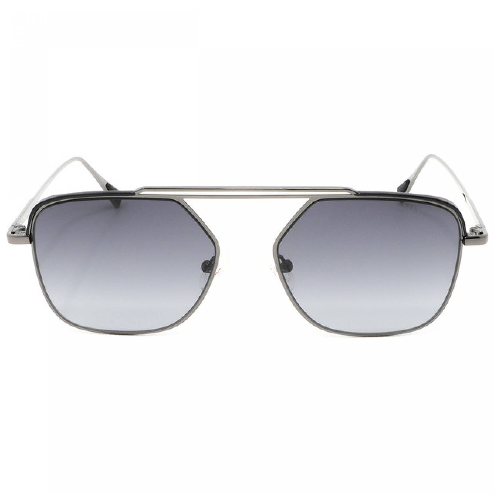 Lentes Sol Nivada Hombre Armazon Piloto Metal Plateado Negro
