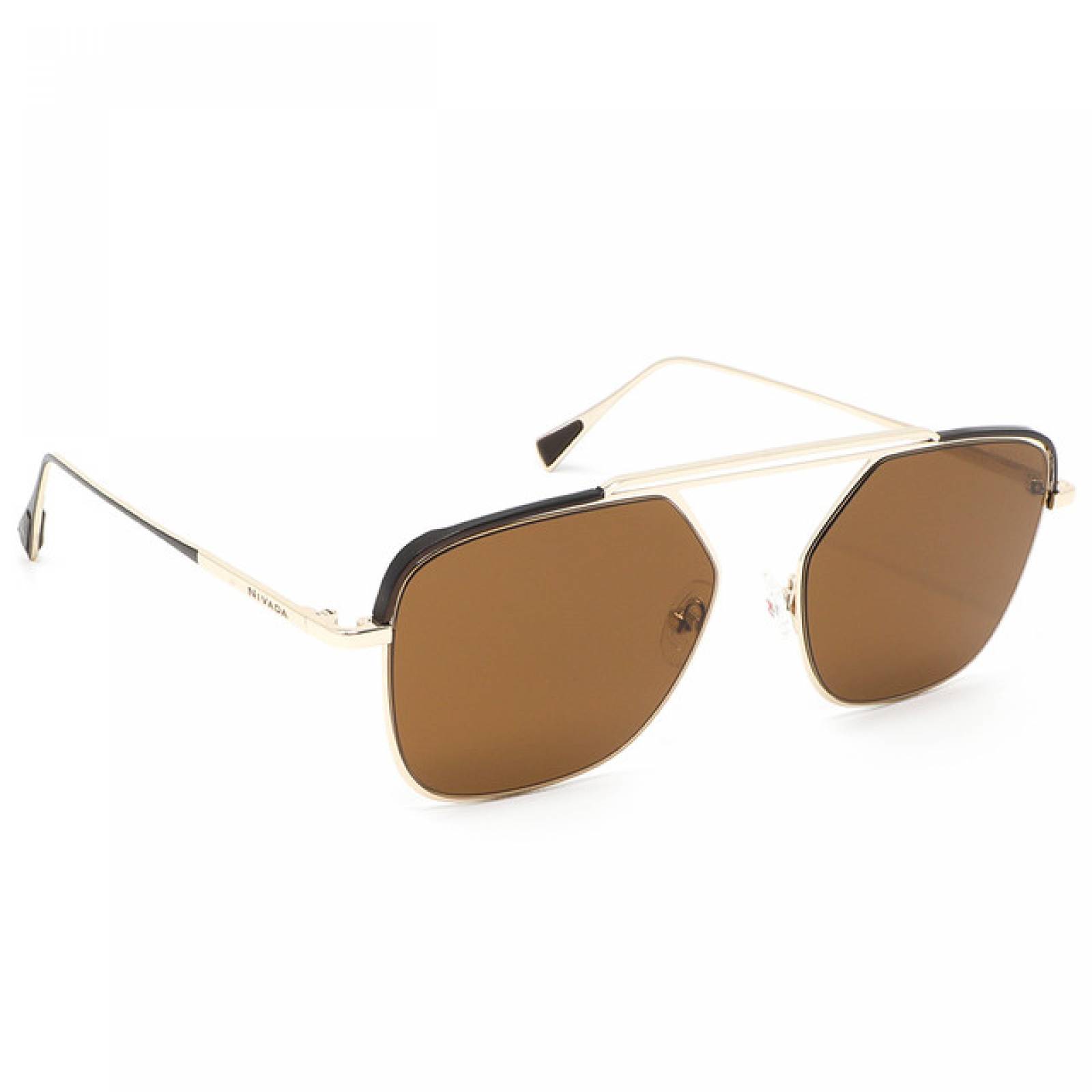Lentes Sol Nivada Hombre Armazon Piloto Metal Dorado Cafe