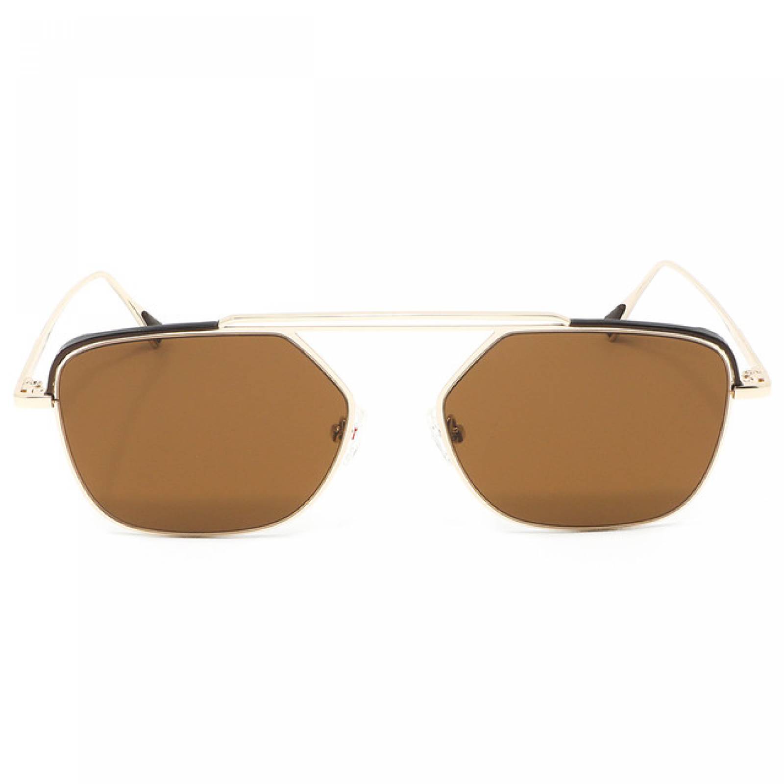 Lentes Sol Nivada Hombre Armazon Piloto Metal Dorado Cafe