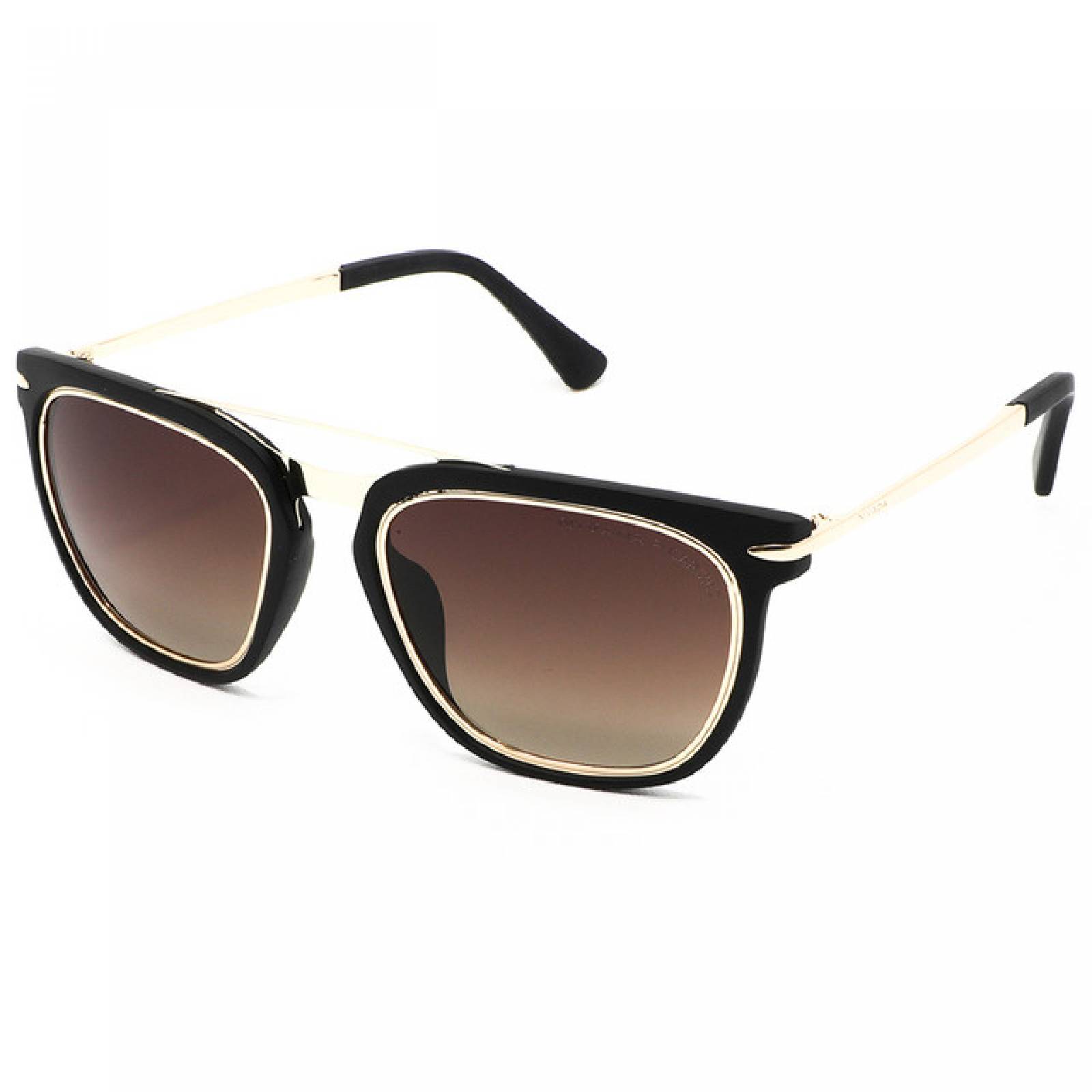 Lentes Sol Nivada Hombre Armazón Cuadrado Dorado Negro