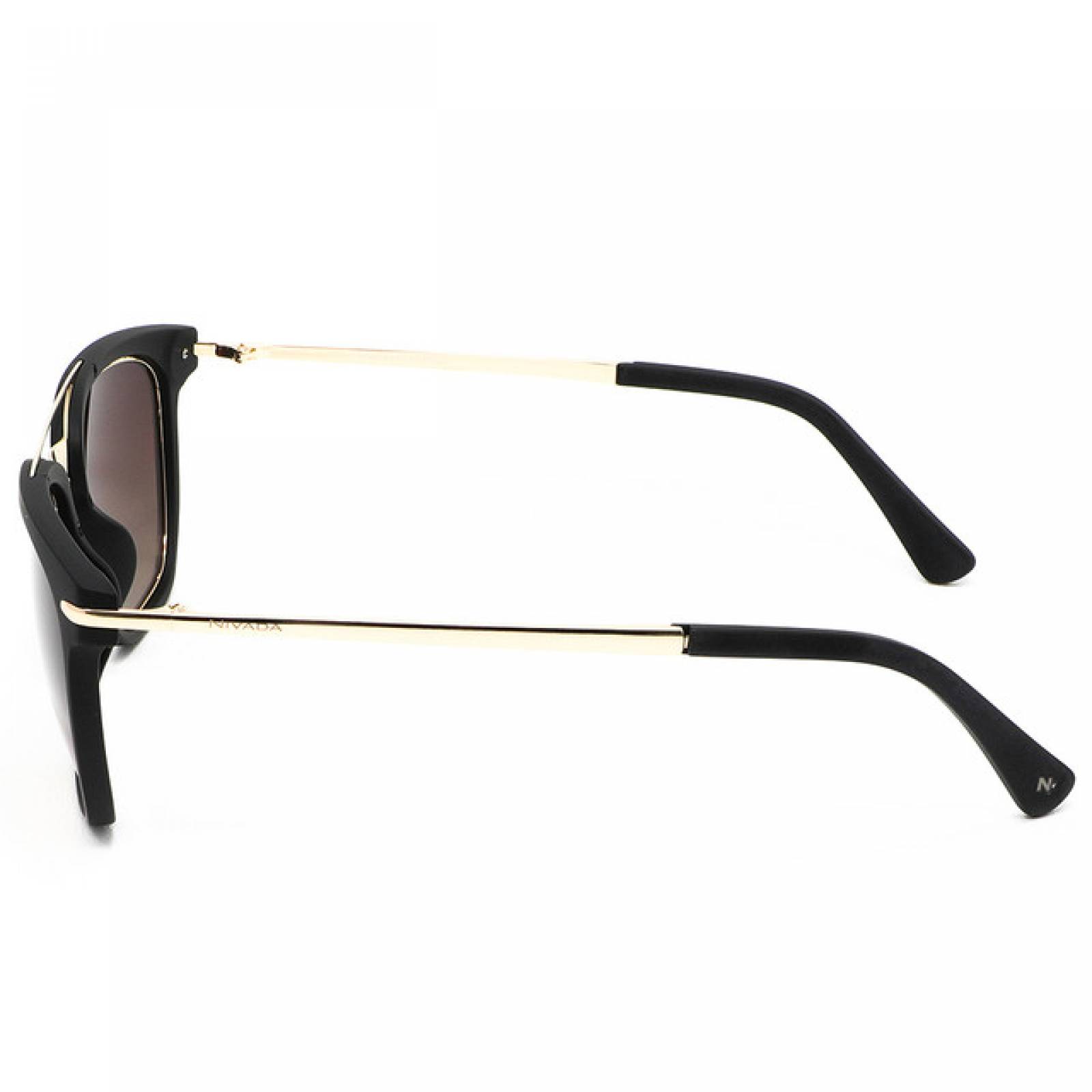 Lentes Sol Nivada Hombre Armazón Cuadrado Dorado Negro