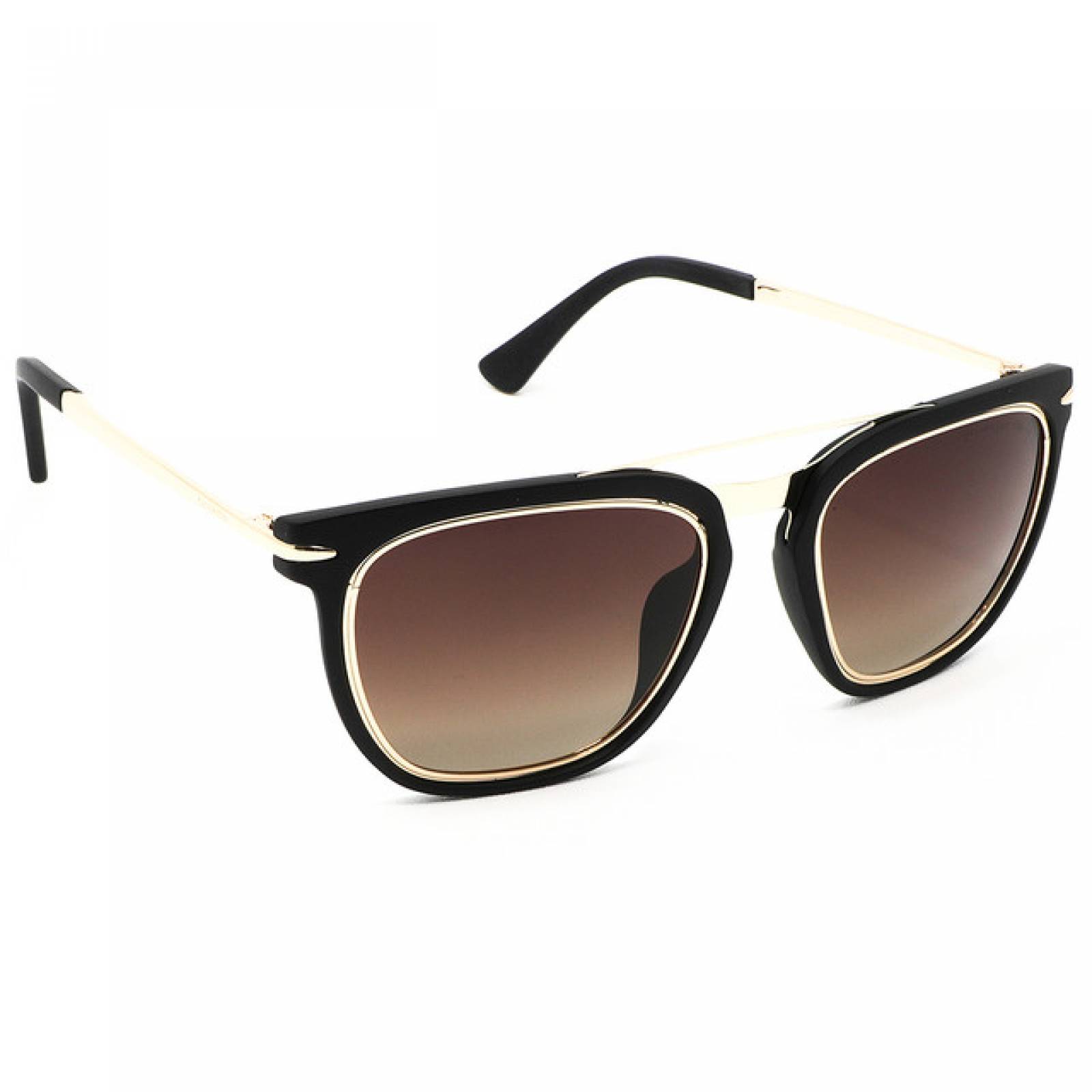 Lentes Sol Nivada Hombre Armazón Cuadrado Dorado Negro