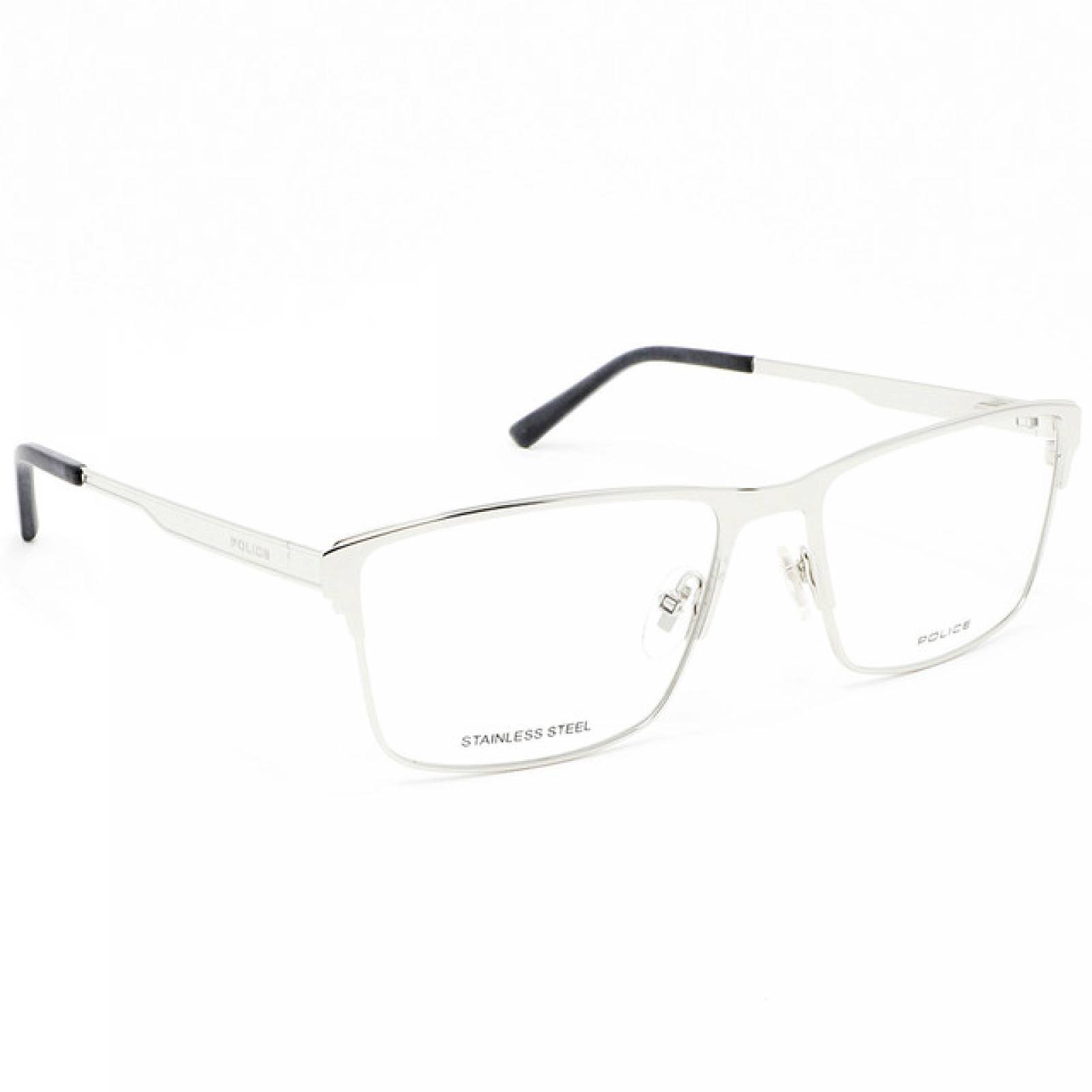 Lentes Oftalmicos Police Hombre Armazon Metal Plata Negro