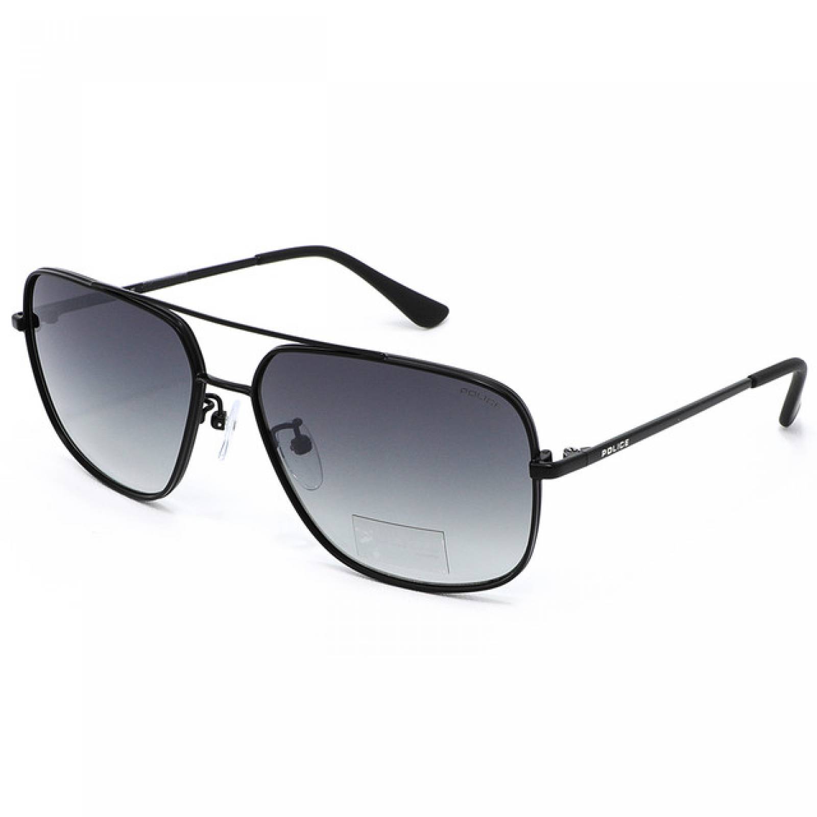 Lentes Sol Police Hombre Piloto Negro Metal Doble Puente