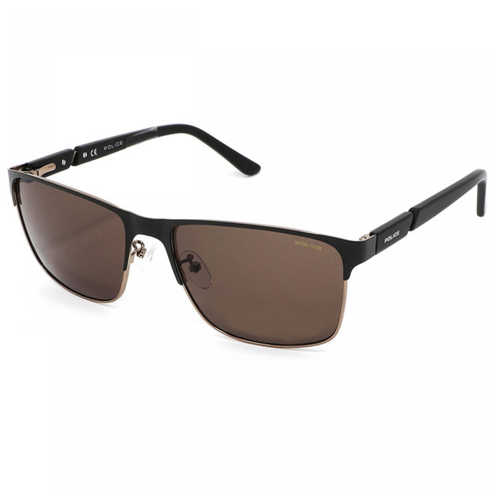 Lentes Sol Police Hombre Armazon Metal Negro Micas Cafe