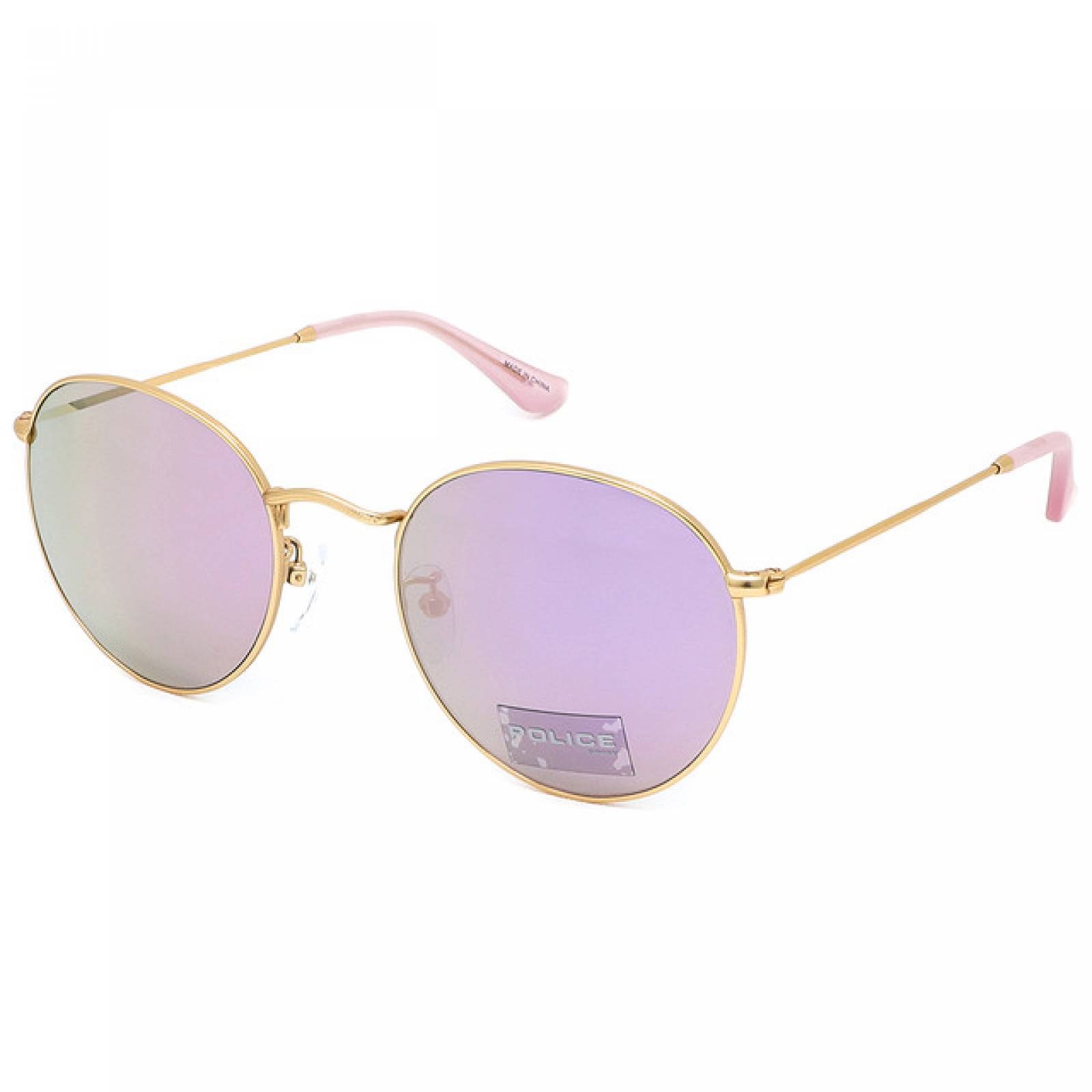 Lentes Sol Police Dama Armazon Redondo Metal Dorado Rosa