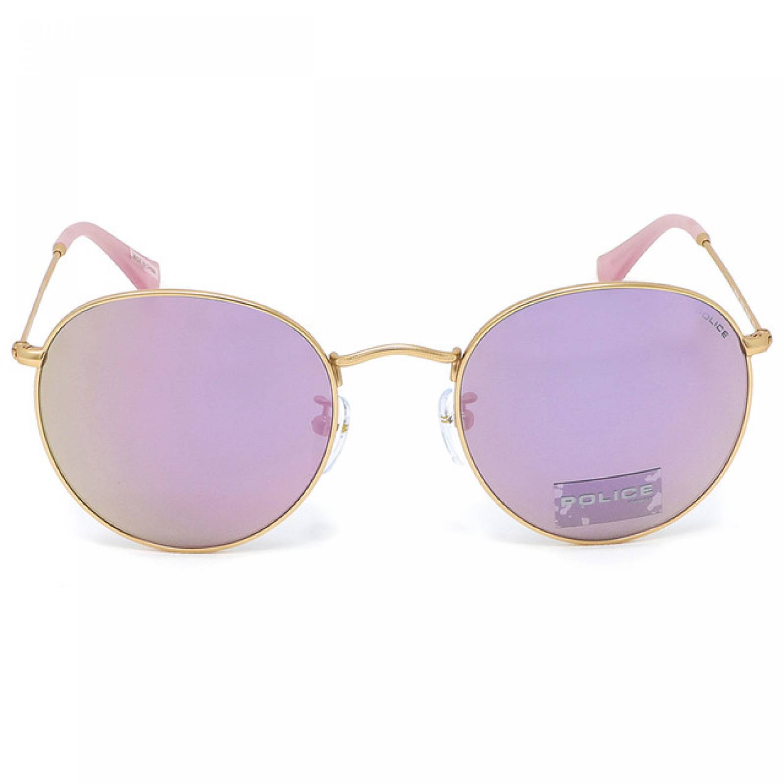 Lentes Sol Police Dama Armazon Redondo Metal Dorado Rosa