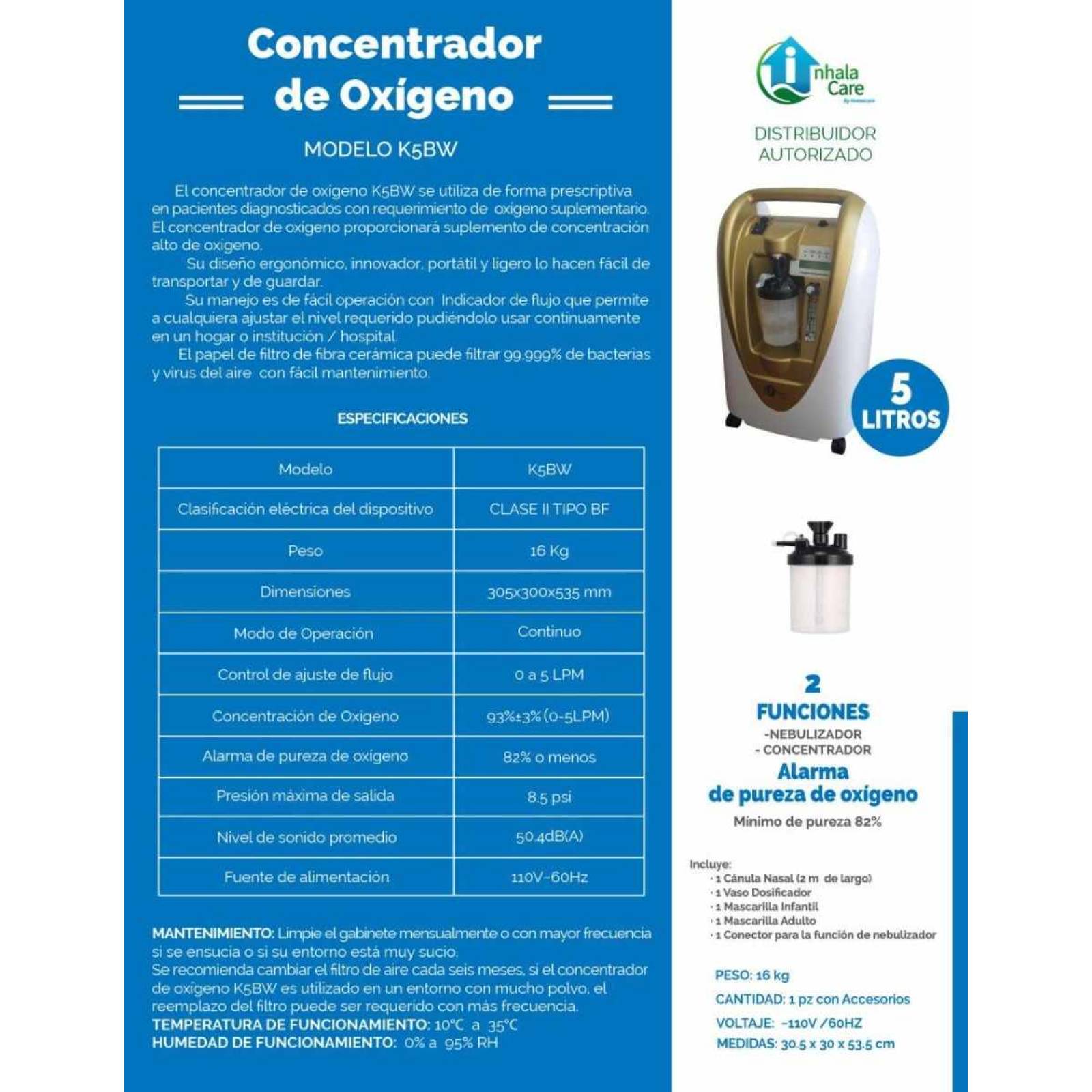 Concentrador De Oxígeno Portátil Y Nebulizador K5bw