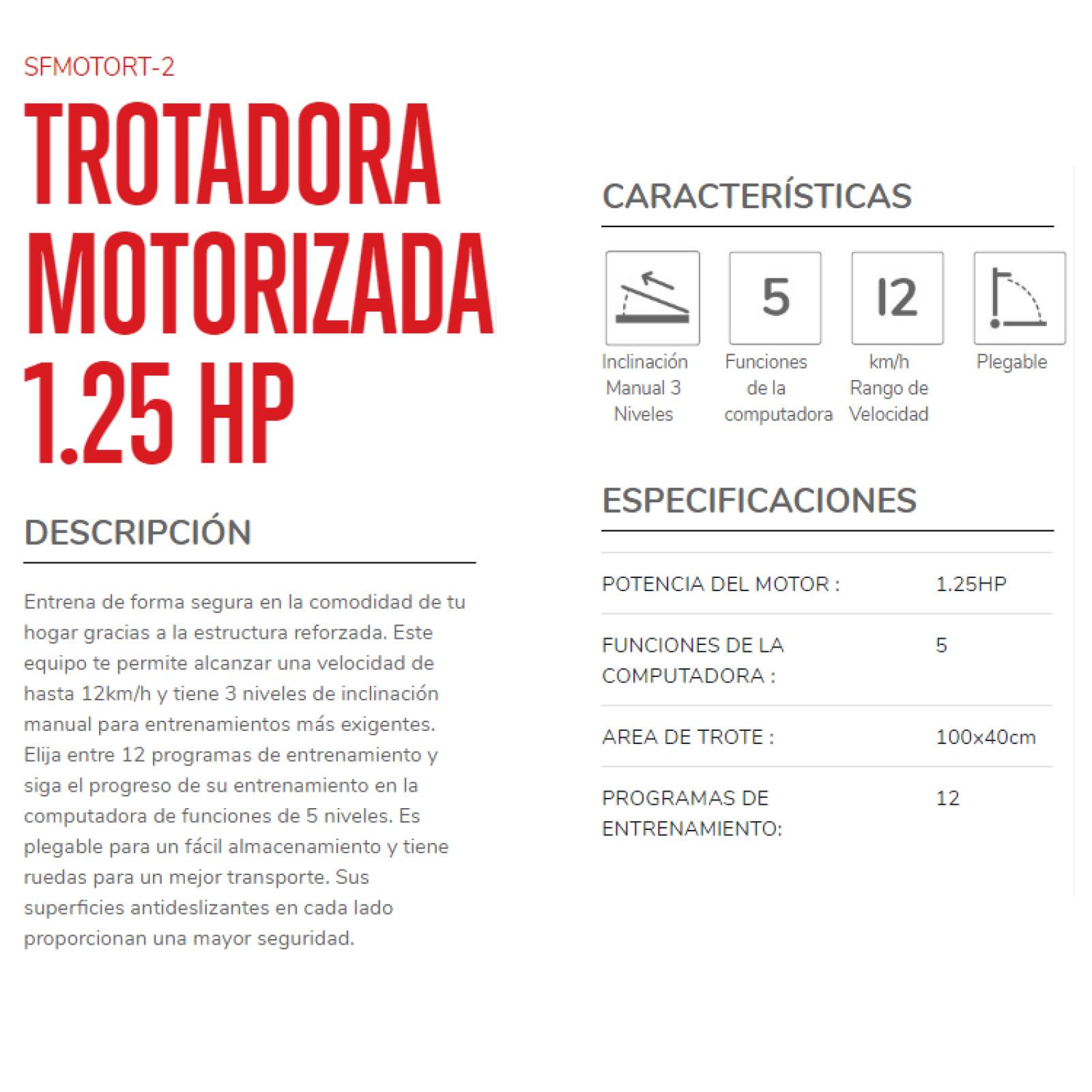 Caminadora Stingray Fitness Motor 1.25hp Sfmotort-2