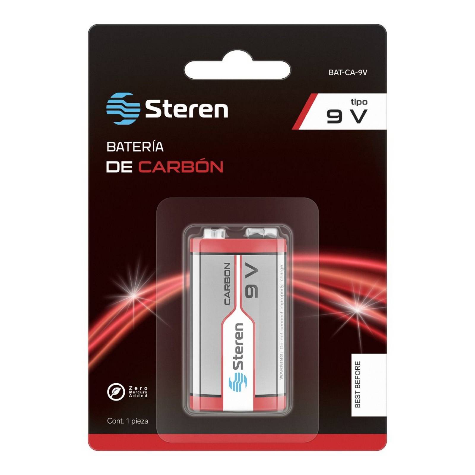 Pila Bateria Zinc-Carbon 9V Cuadrada Steren