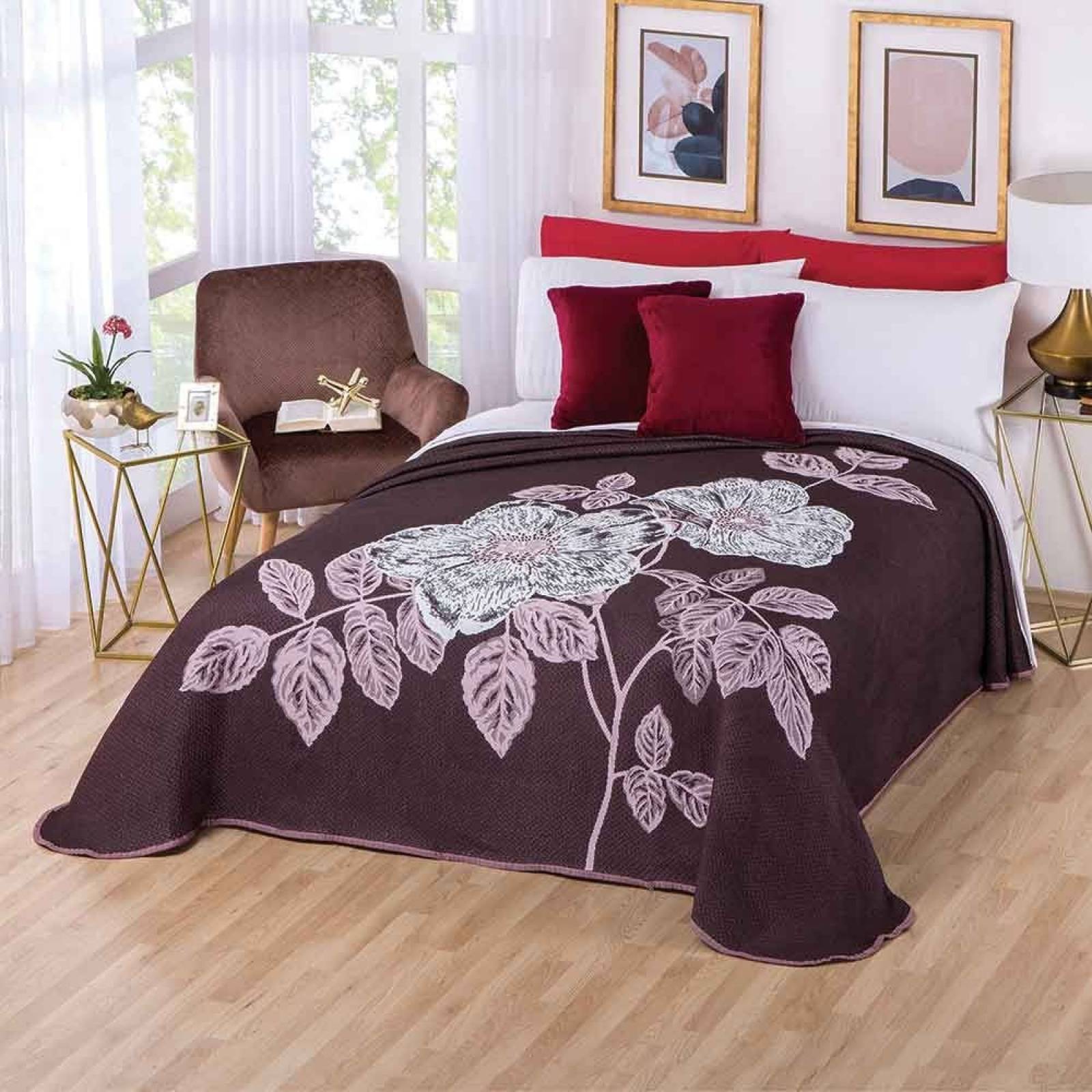 Colcha Jacquard Lúa Matrimonial Poliéster Vino Concord