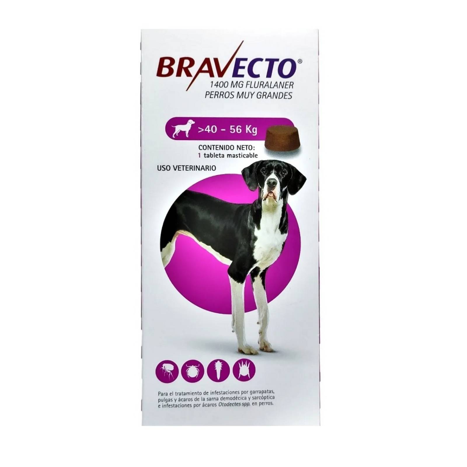 Comprimido Bravecto Antipulga Antigarrapata Perros 40-56kg