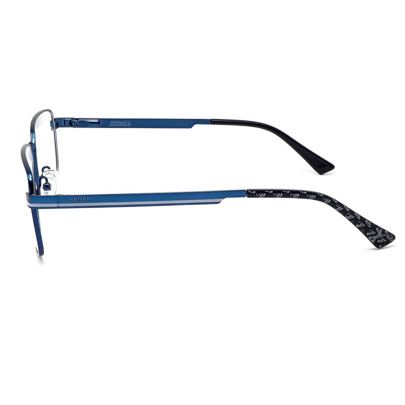 Lentes Oftalmicos Hombre Forma Rectangular Metal Azul Panam