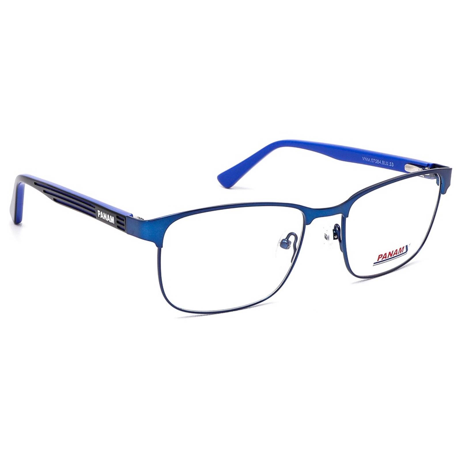 Lentes Oftálmicos Hombre Forma Cuadrada Metal Azul Panam