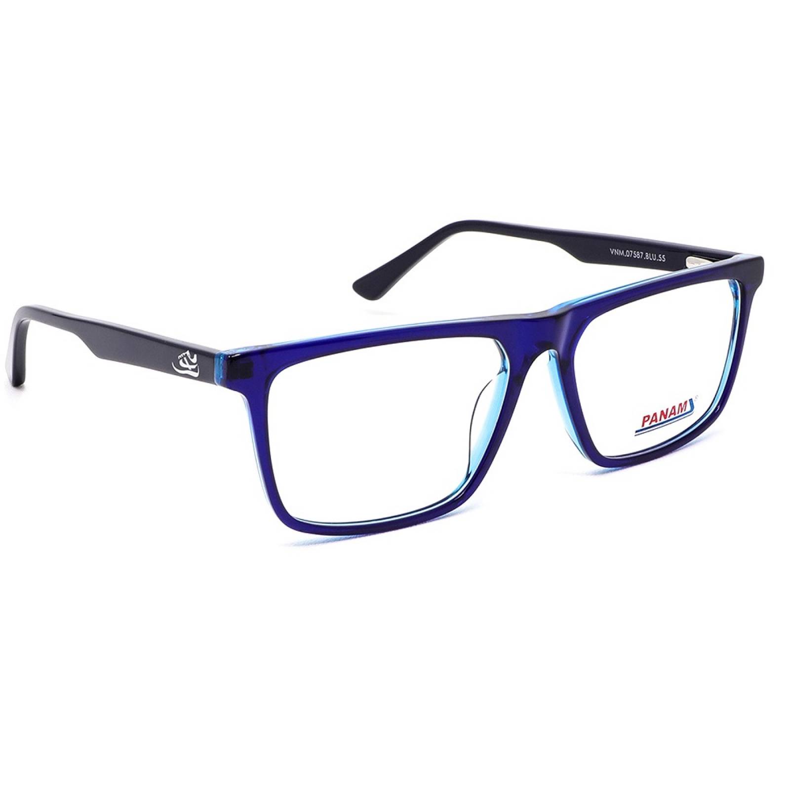 Lentes Oftálmicos Hombre Forma Rectangular Acetato Azul Panam