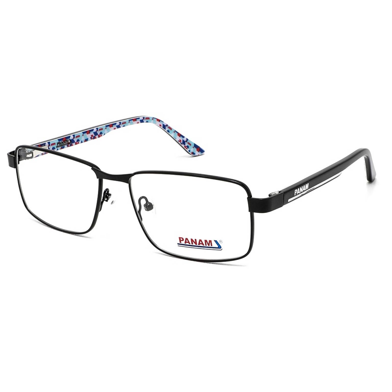 Lentes Oftálmicos Hombre Forma Rectangular Metal Negro Panam