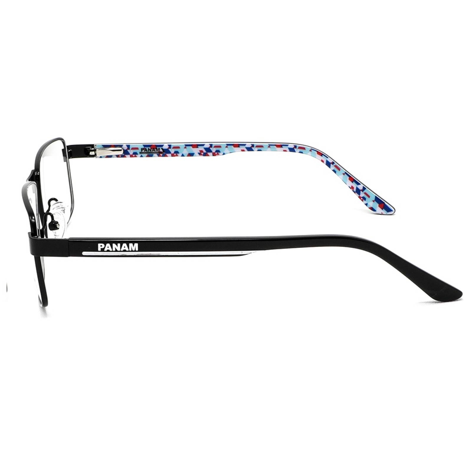 Lentes Oftálmicos Hombre Forma Rectangular Metal Negro Panam