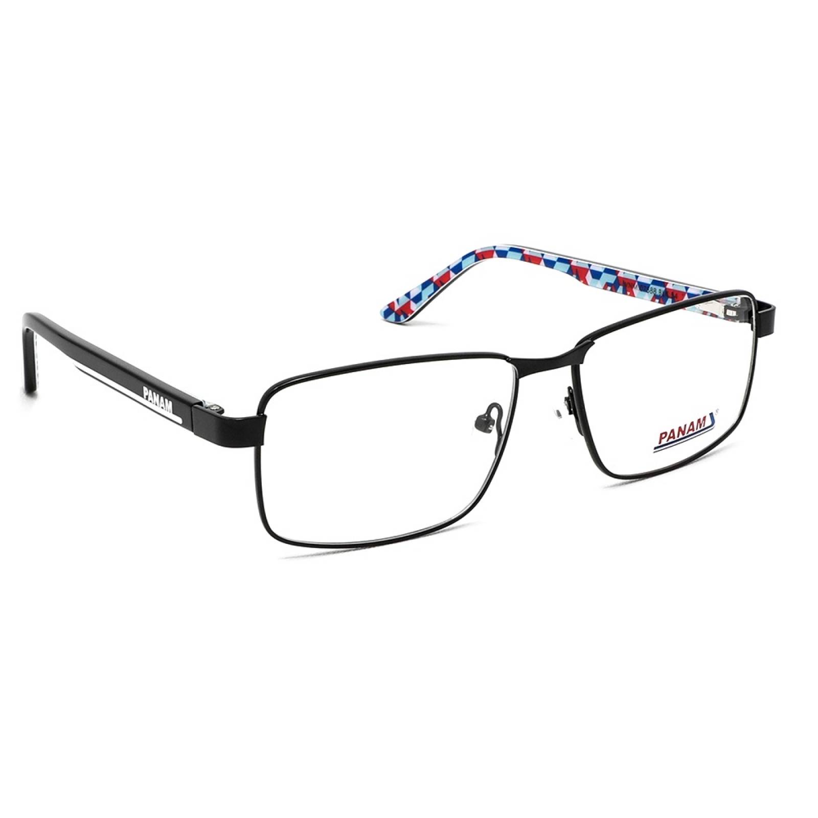 Lentes Oftálmicos Hombre Forma Rectangular Metal Negro Panam