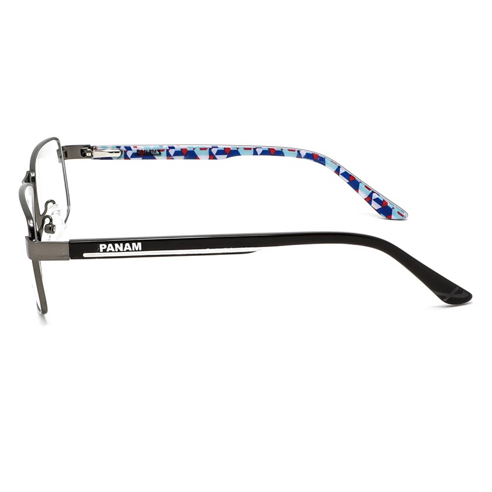 Lentes Oftálmicos Hombre Forma Rectangular Metal Gris Panam