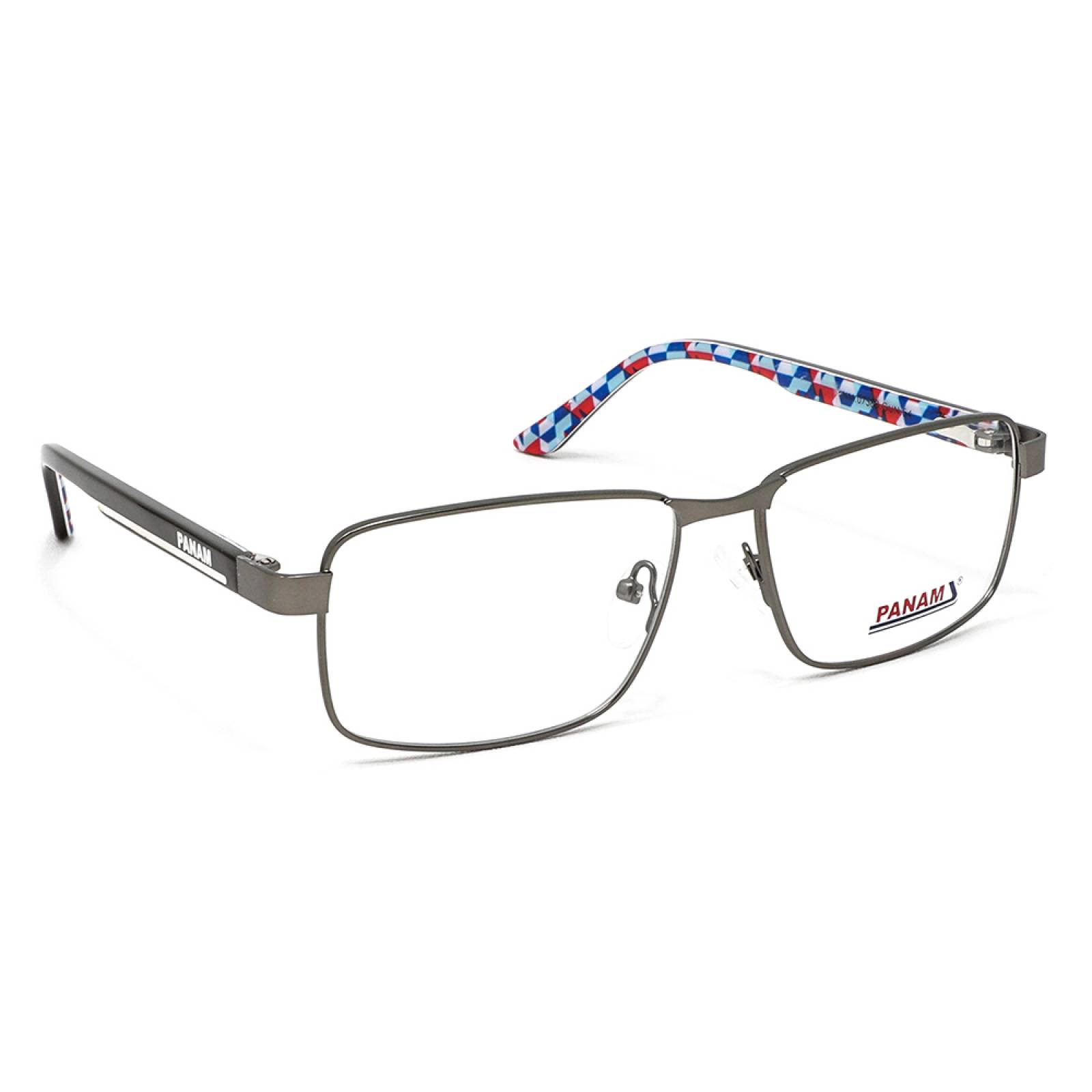 Lentes Oftálmicos Hombre Forma Rectangular Metal Gris Panam