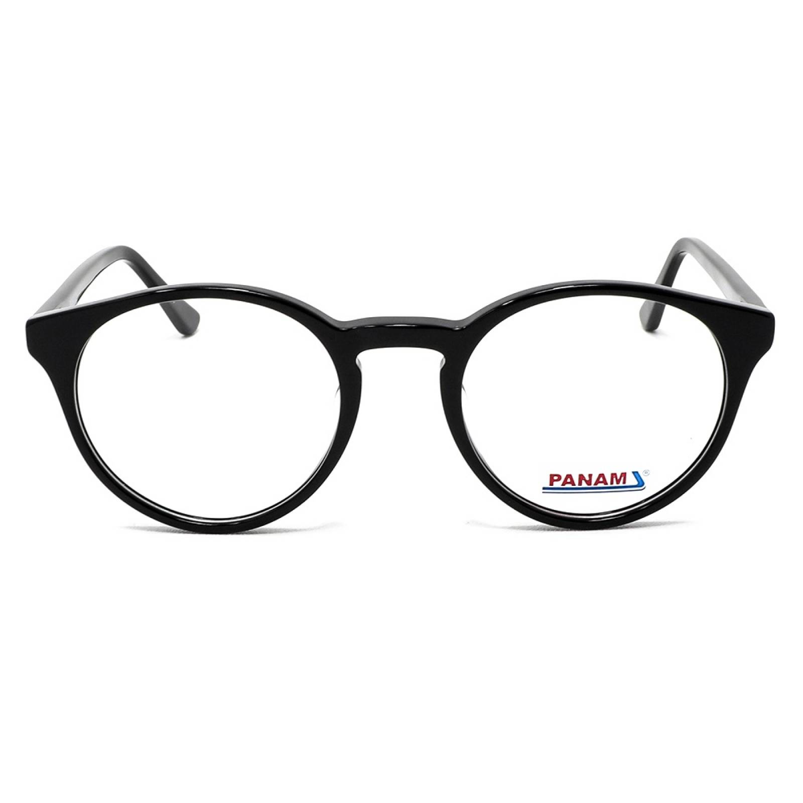 Lentes Oftálmicos Mujer Forma Redonda Acetato Negro Panam
