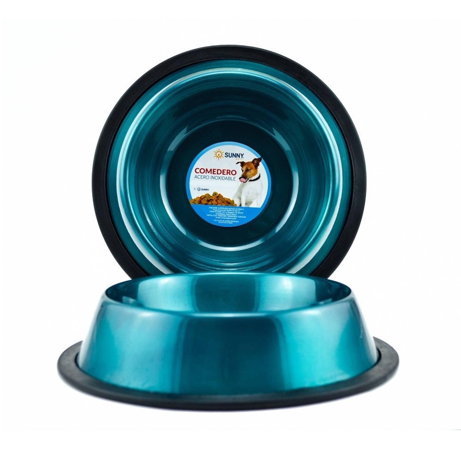 Plato Perro Gato 24oz Antiderrapante Acero Inoxidable Sunny