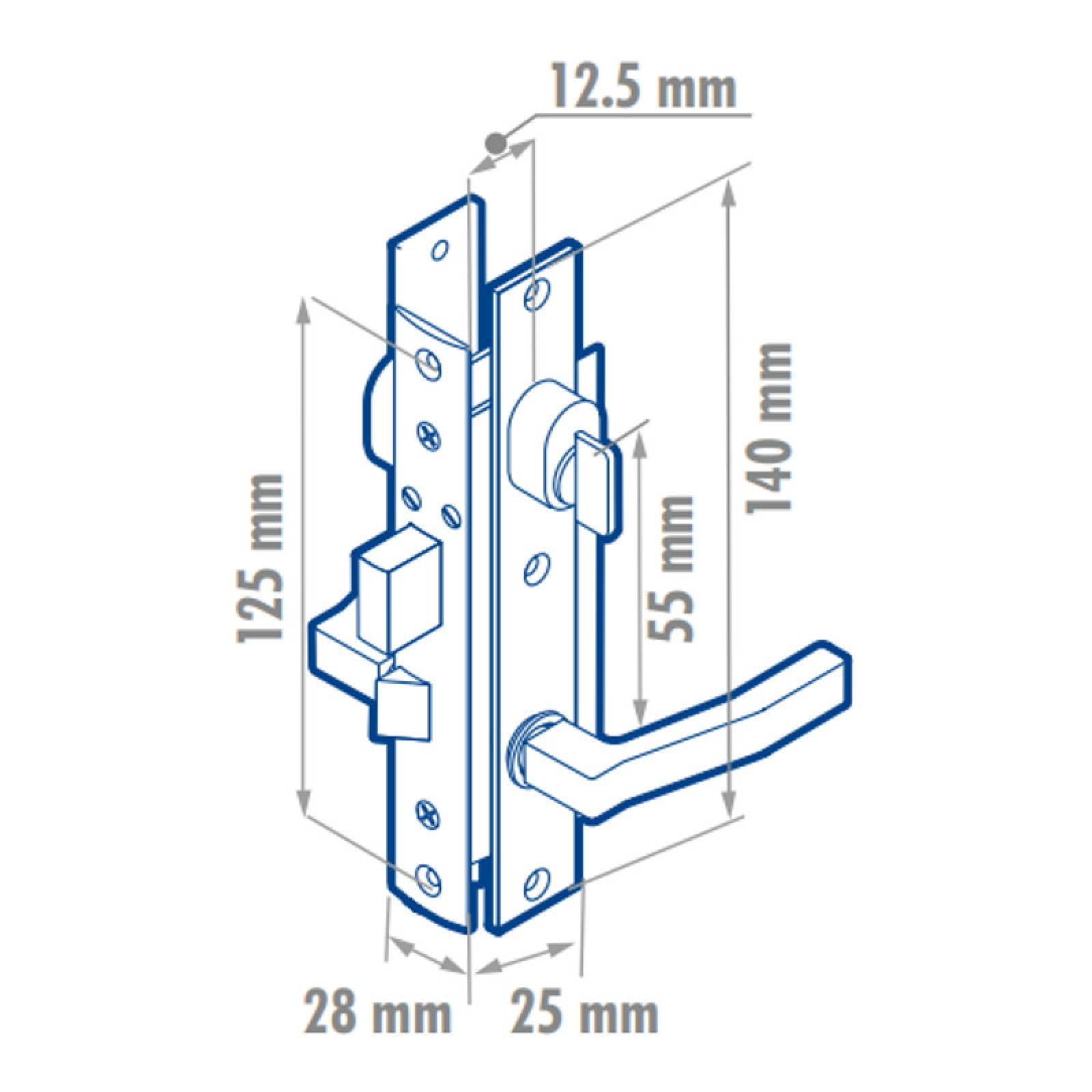 Cerradura Robusta Europea Negro Puerta Aluminio Lock