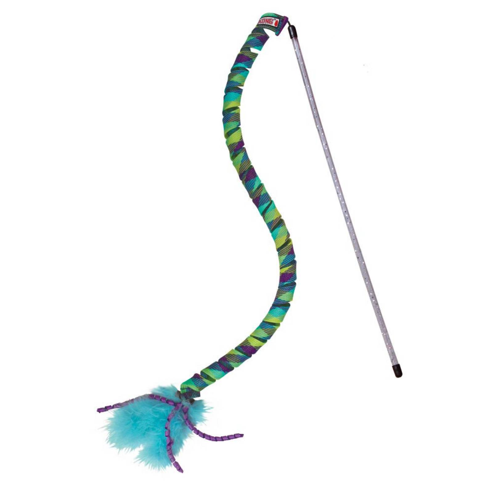 Juguete Varita Teaser Curlz Plumas Corcho Azul Gato Kong