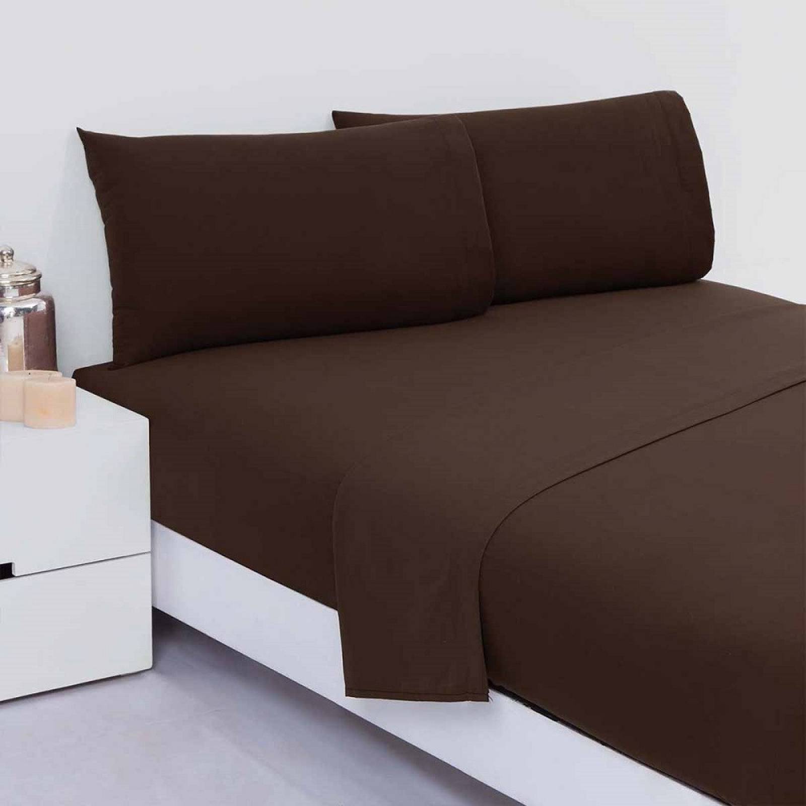 Juego Sábanas Bambú Cama Individual Ligero Café Concord