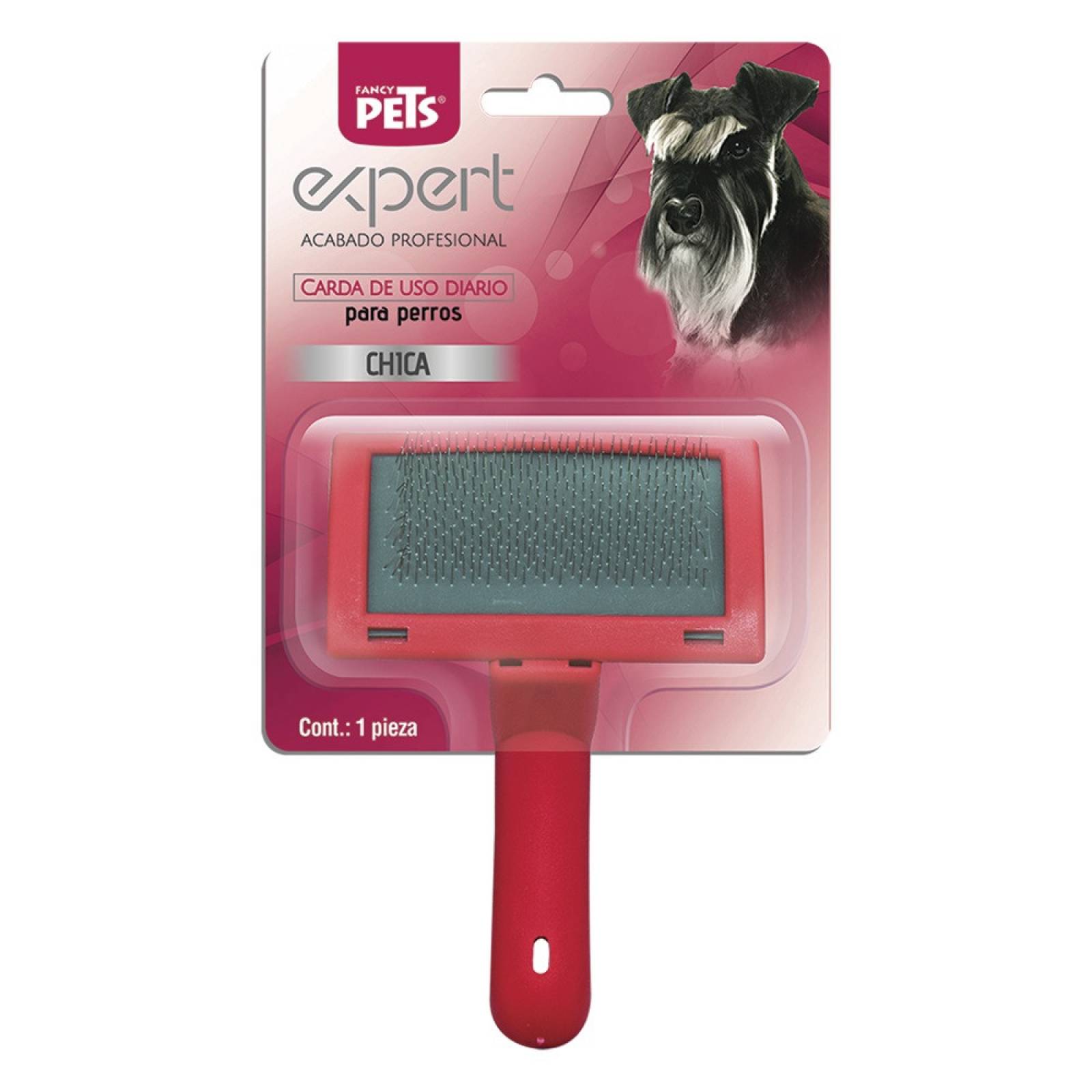 Cepillo Chico P/Mascotas Cerdas Metálicas Rojo Fancy Pets