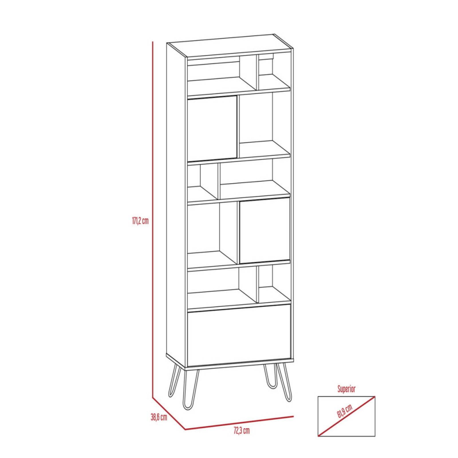 Librero Biblioteca Vassel 5 Repisas Melamina 15mm Excelsior