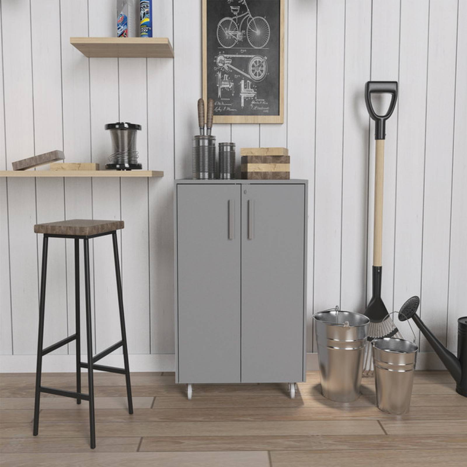 Mueble Armable Basic Based Cabinet Color Gris Excelsior