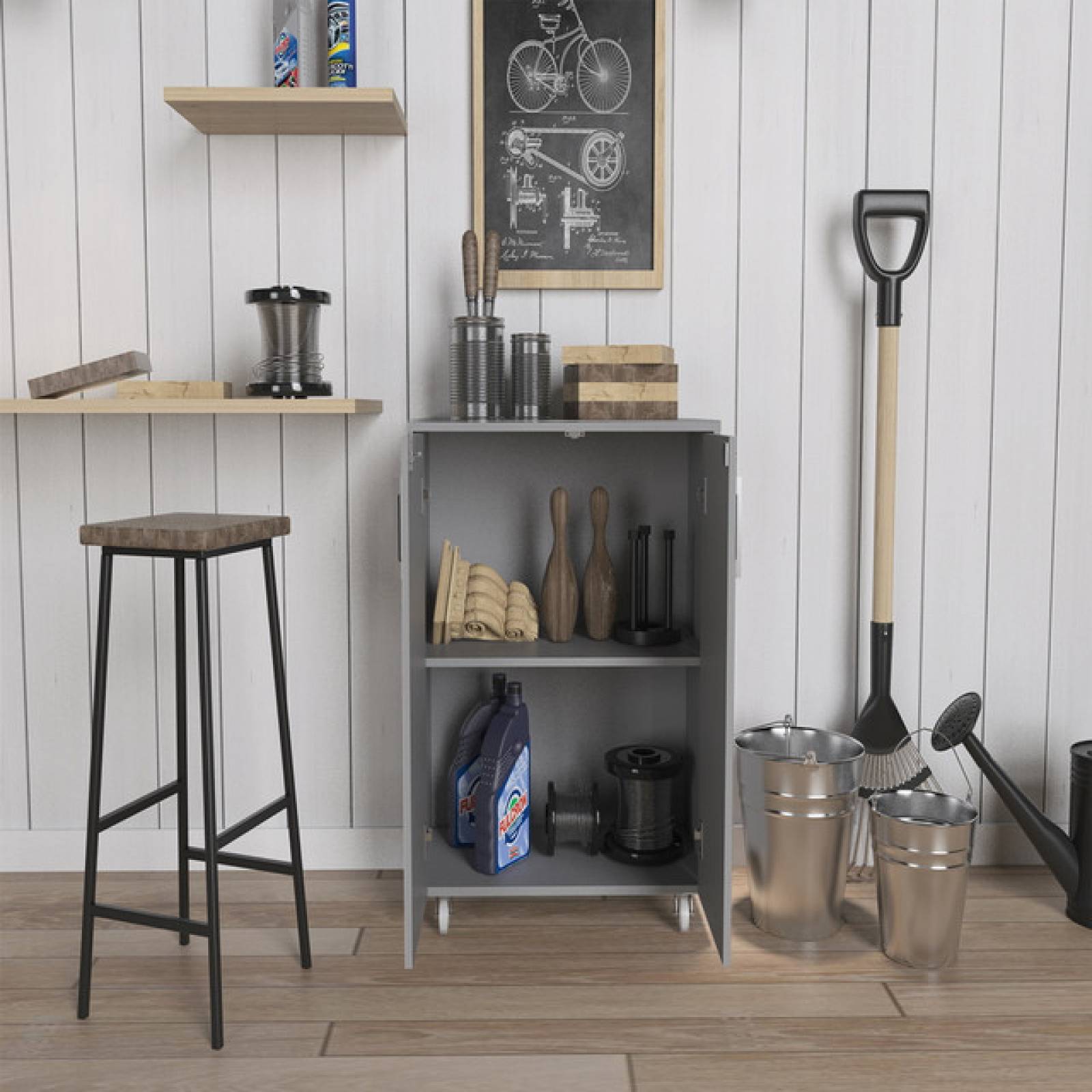 Mueble Armable Basic Based Cabinet Color Gris Excelsior