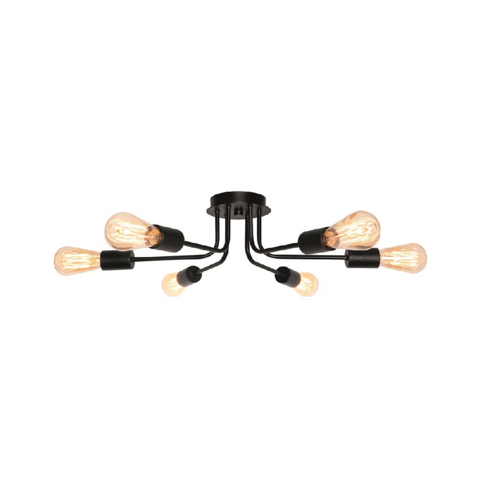 Luminario Plafón Techo Metal Negro 6 Foco Circular Maxxi.