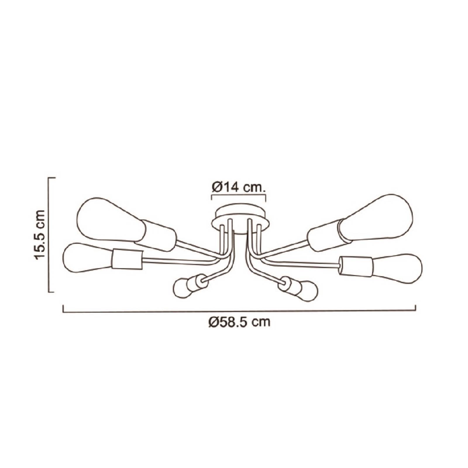 Luminario Plafón Techo Metal Negro 6 Foco Circular Maxxi.