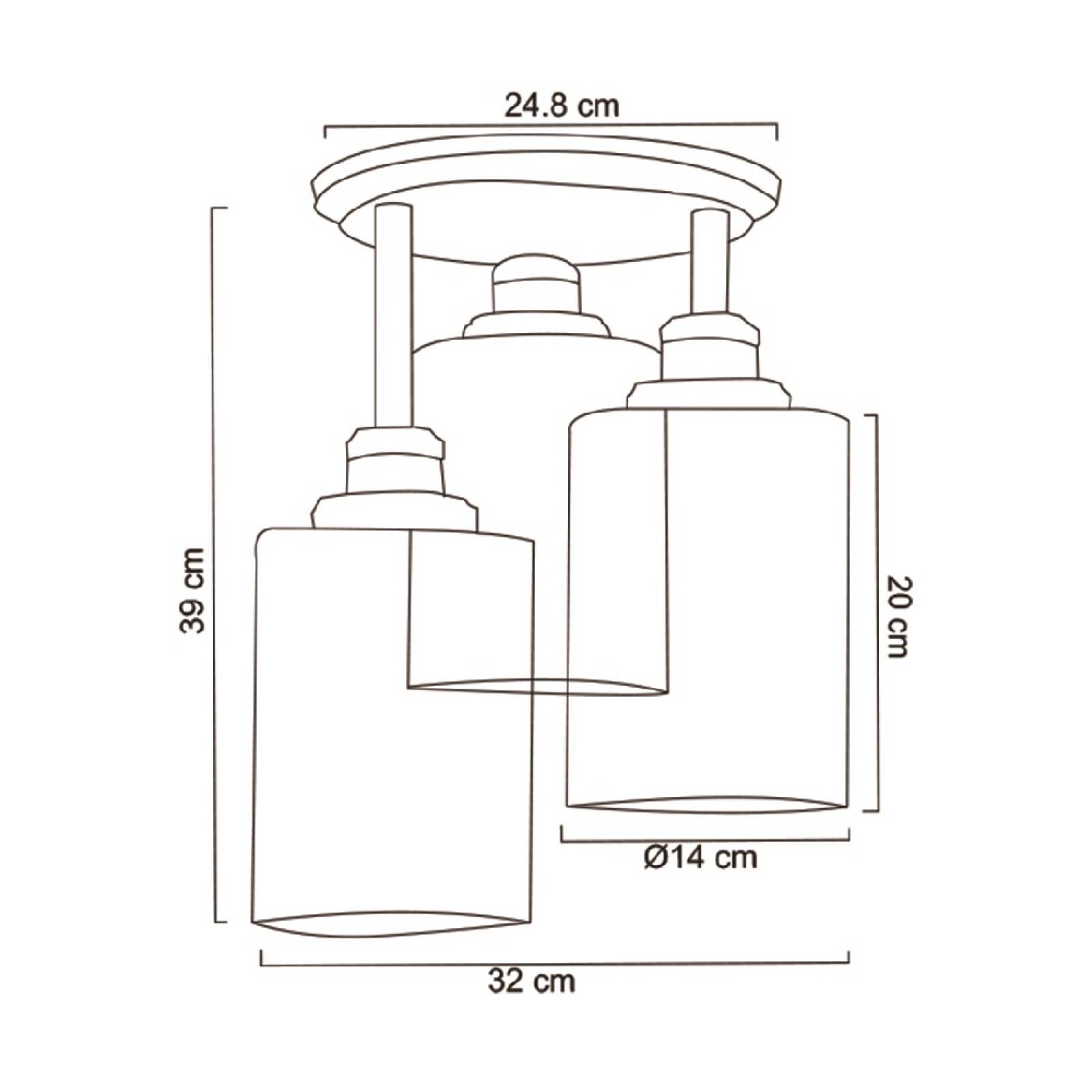 Luminario Plafón Redondo 3 Pantallas Vidrio Negro Maxxi