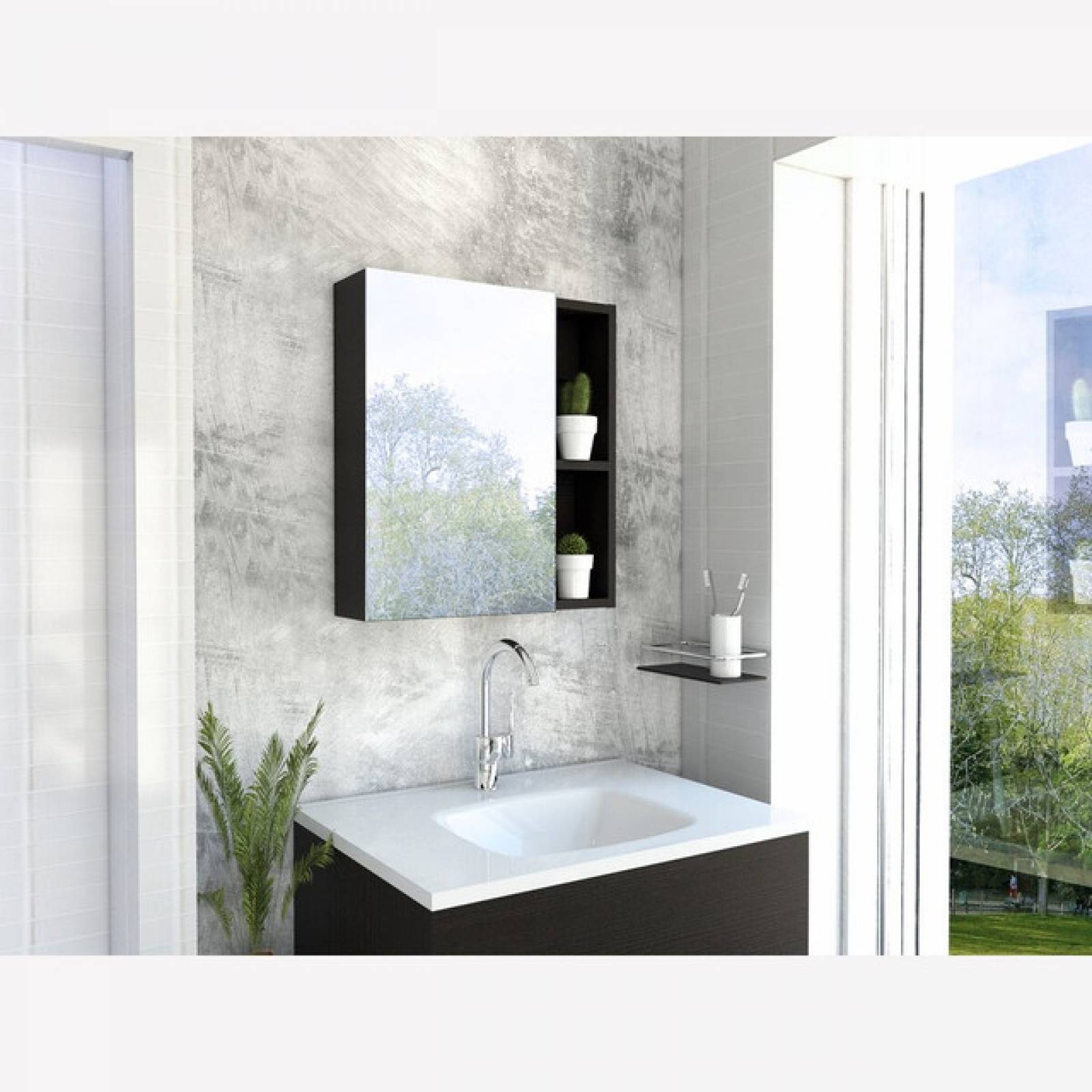 Gabinete Baño Espejo Armable Labelle Chocolate Excelsior