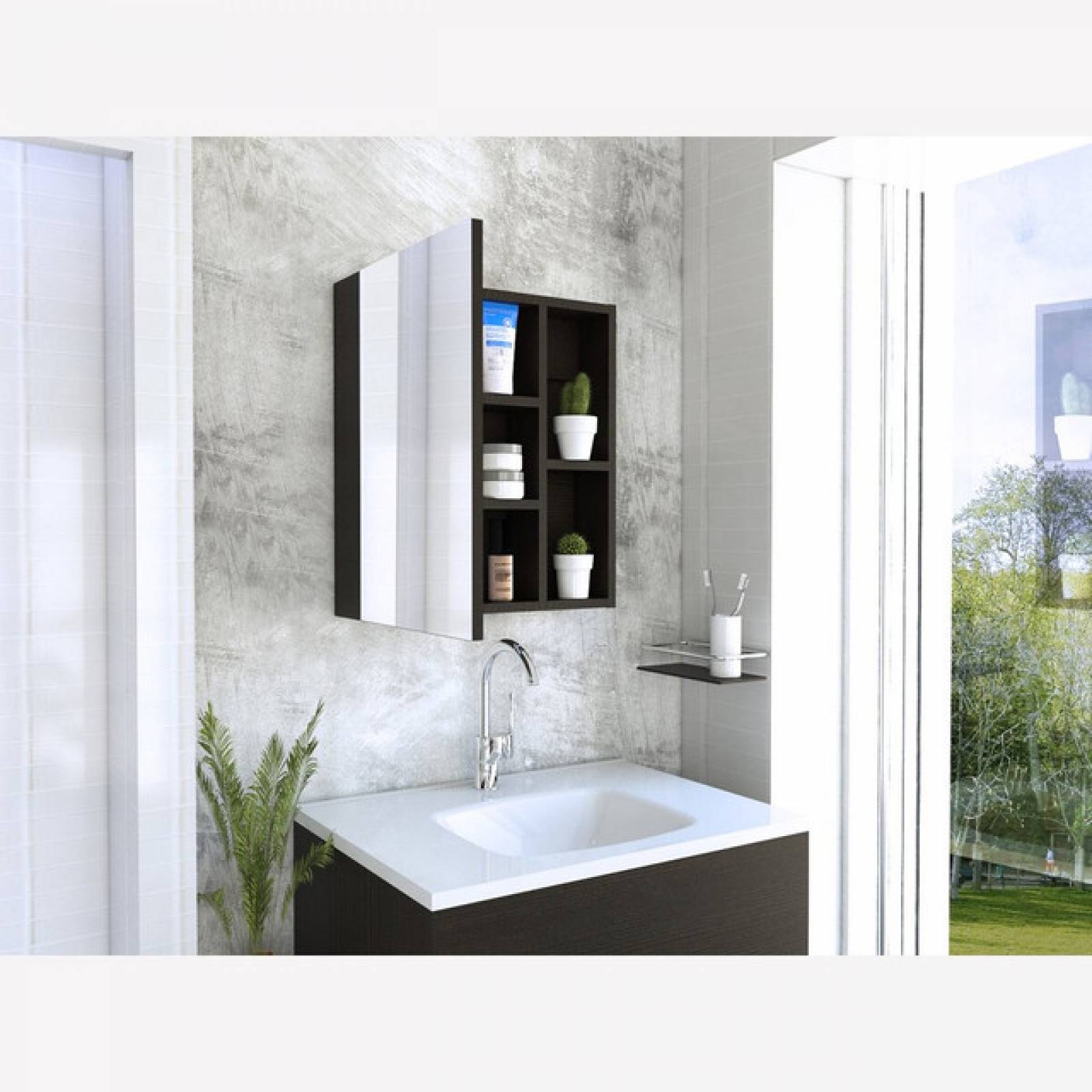 Gabinete Baño Espejo Armable Labelle Chocolate Excelsior