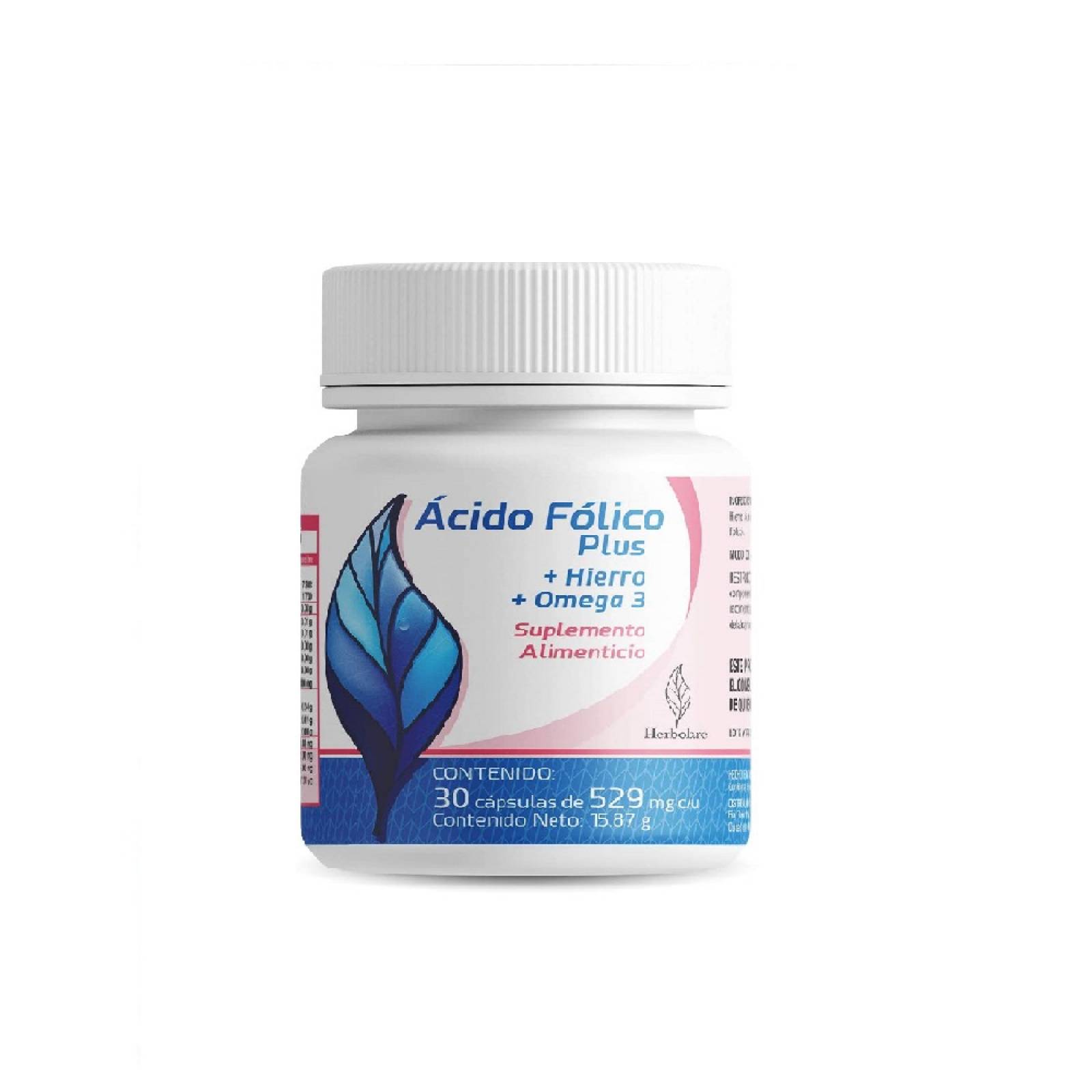 Suplemento Ácido Fólico Plus Omega 3 Hierro 30/Caps Herbolare