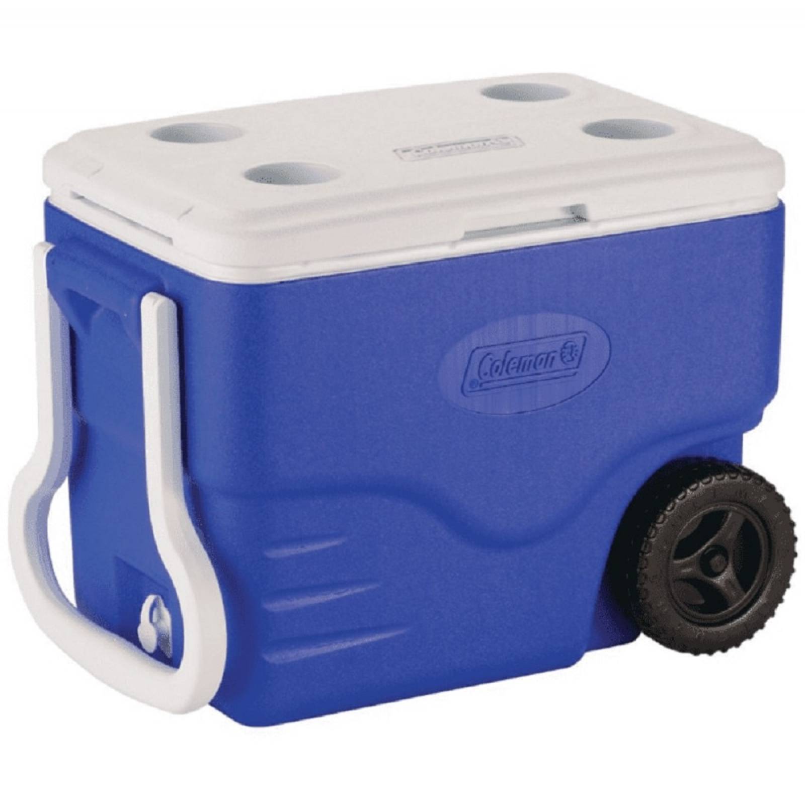 Hielera 40 Qt Plastico C/Ruedas 60 Latas Portavasos Coleman